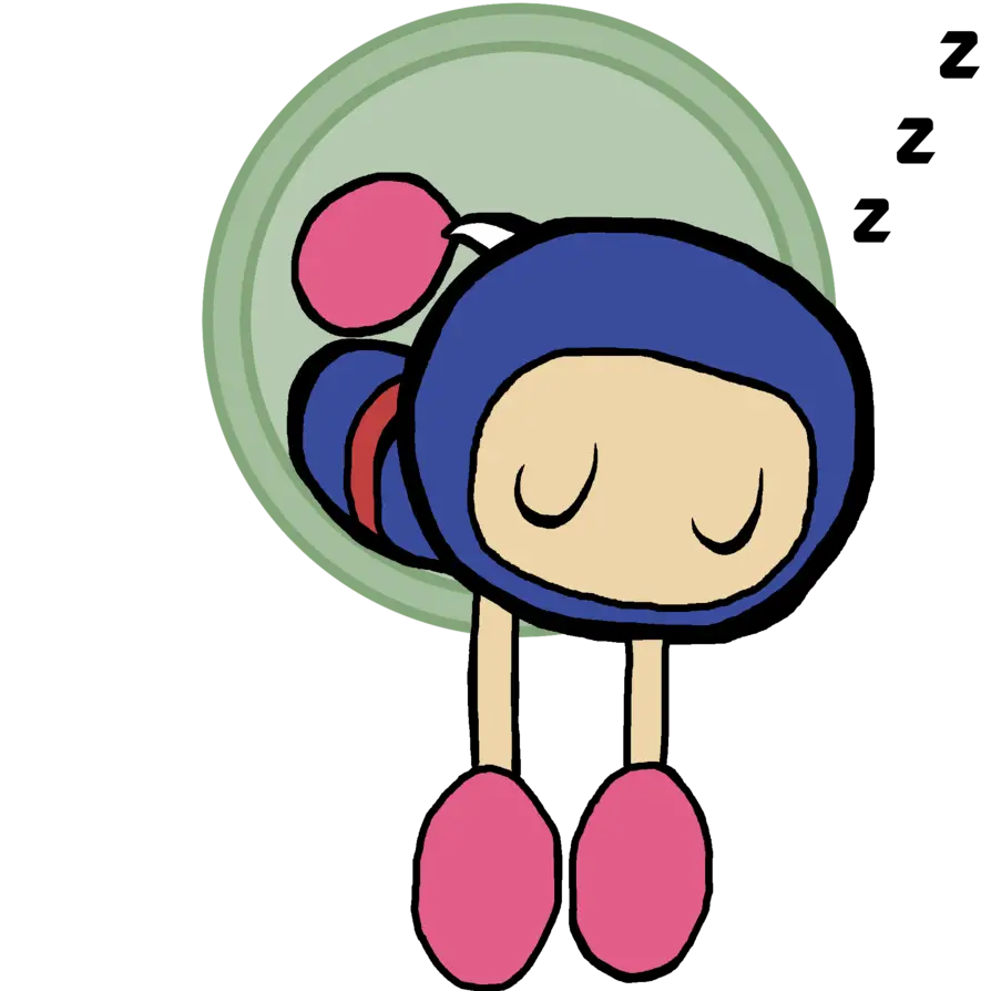 Sleeping Cartoon Character in Blue Suit