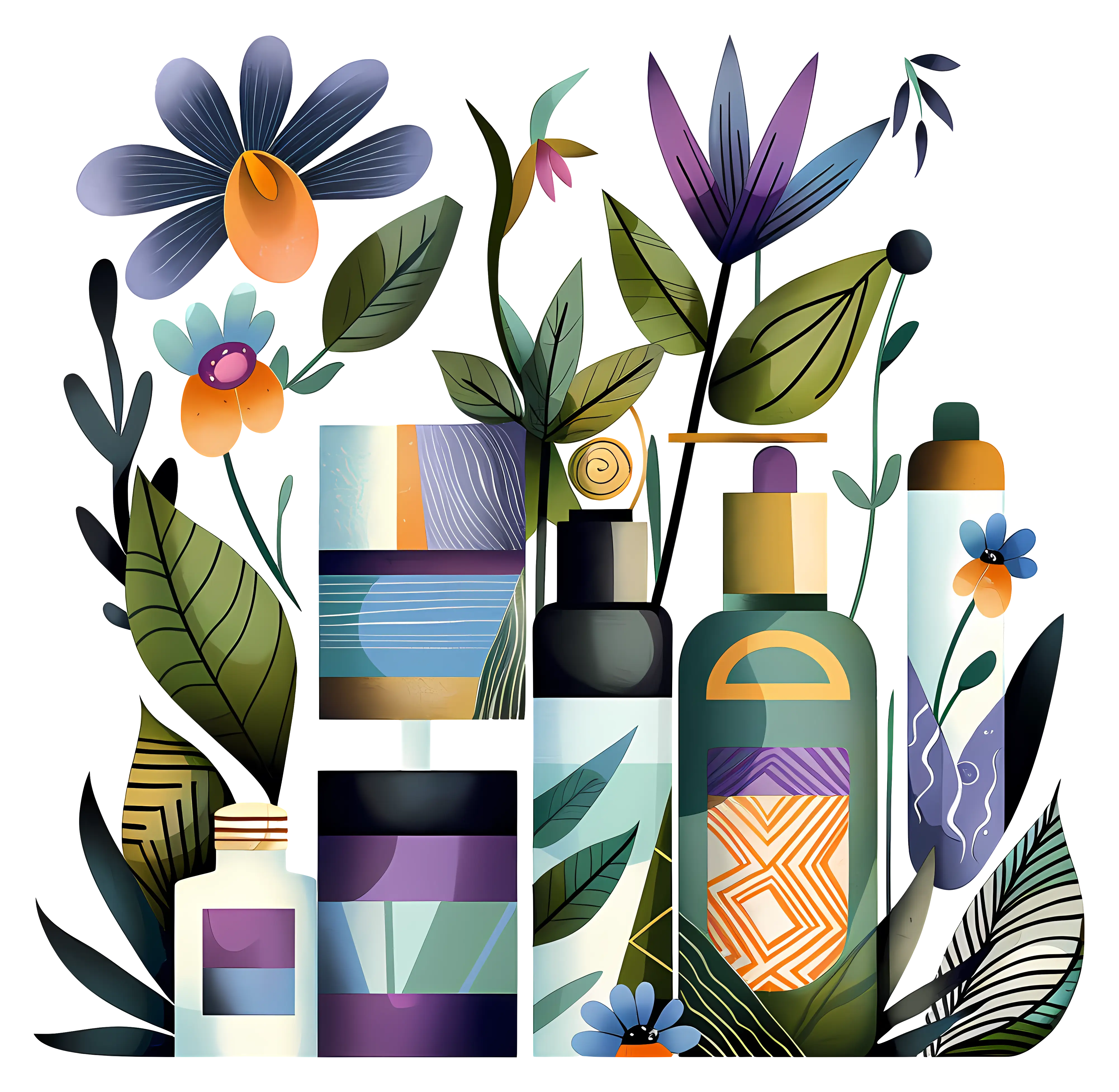 Cosmetic Bottles with Flowers