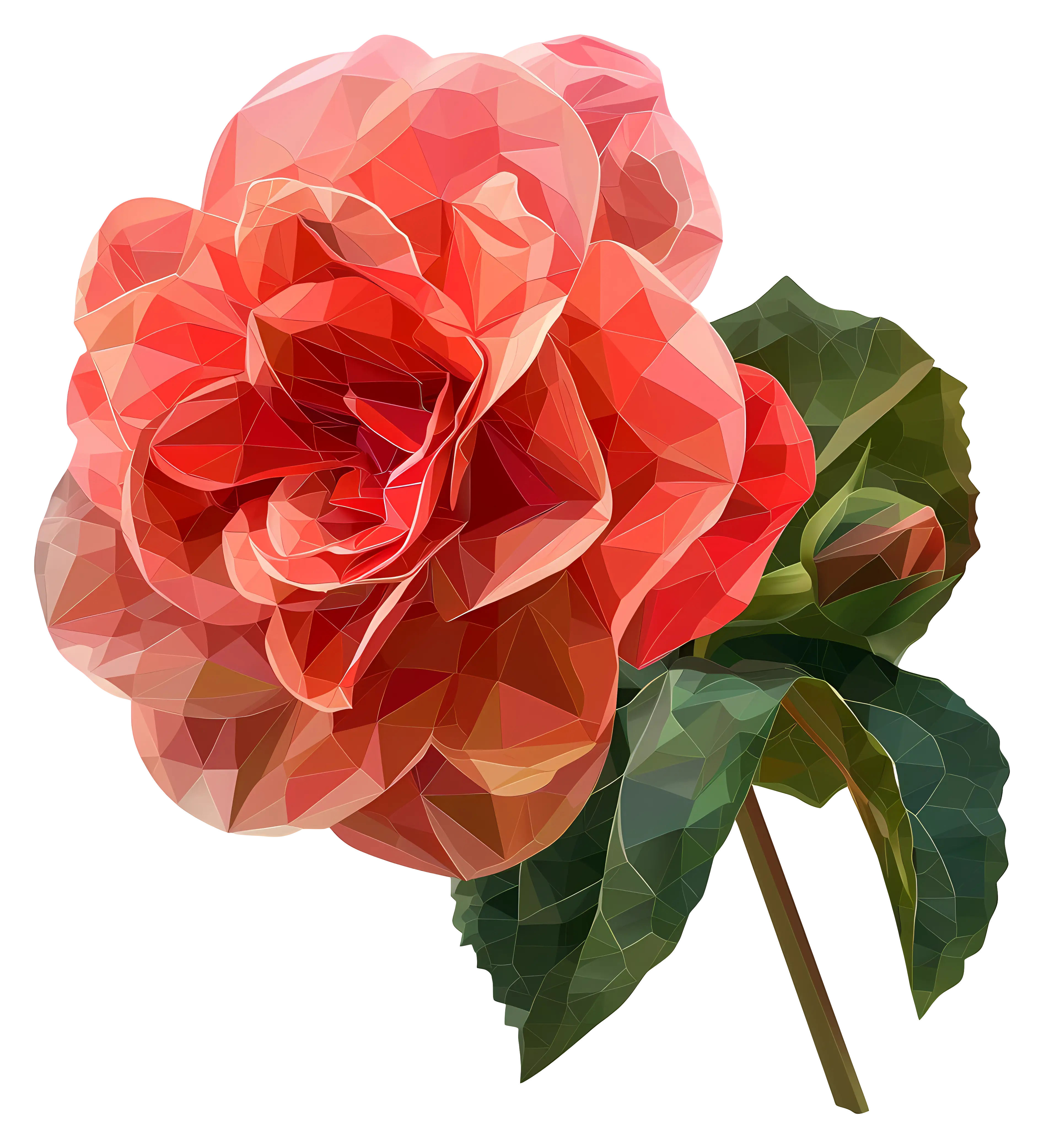 Red Geometric Rose Illustration