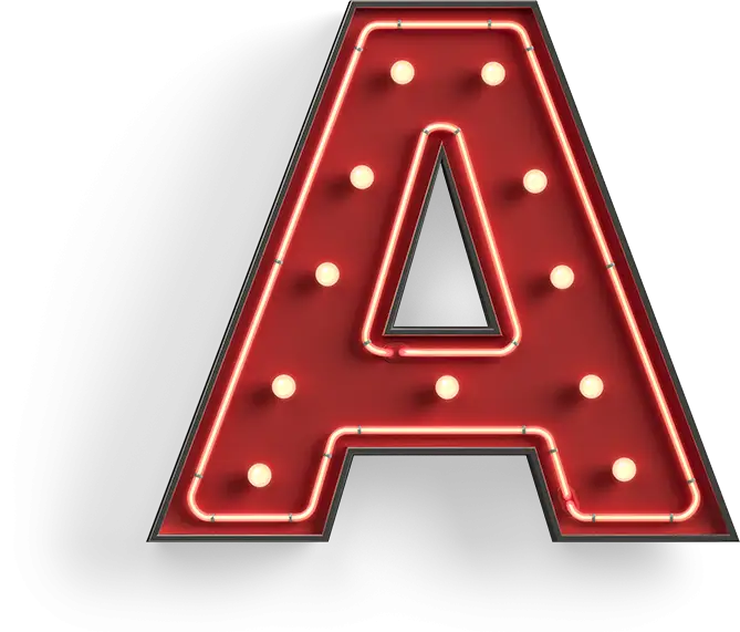 Red Neon Illuminated Letter A Sign