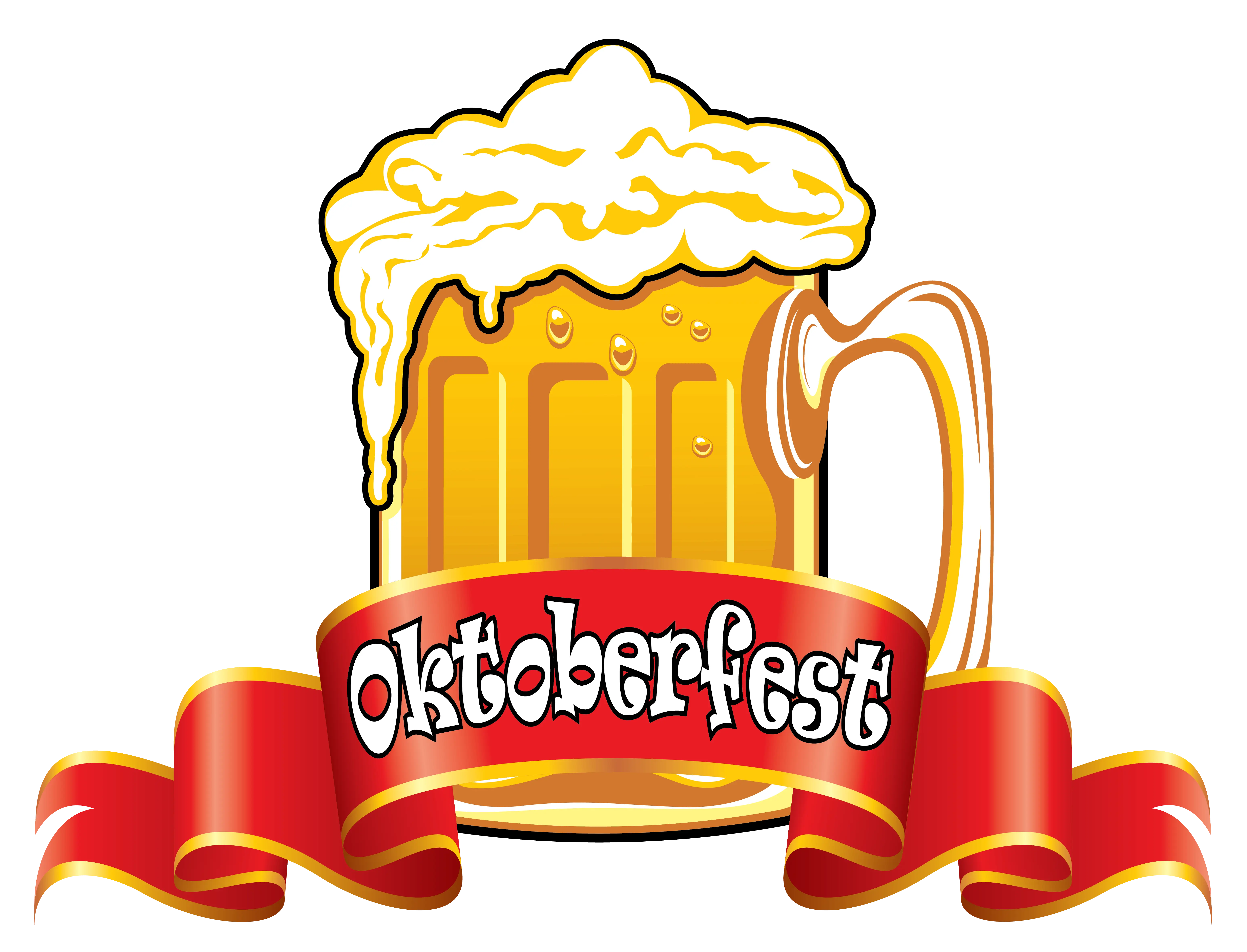 Oktoberfest Beer Mug with Foam and Ribbon