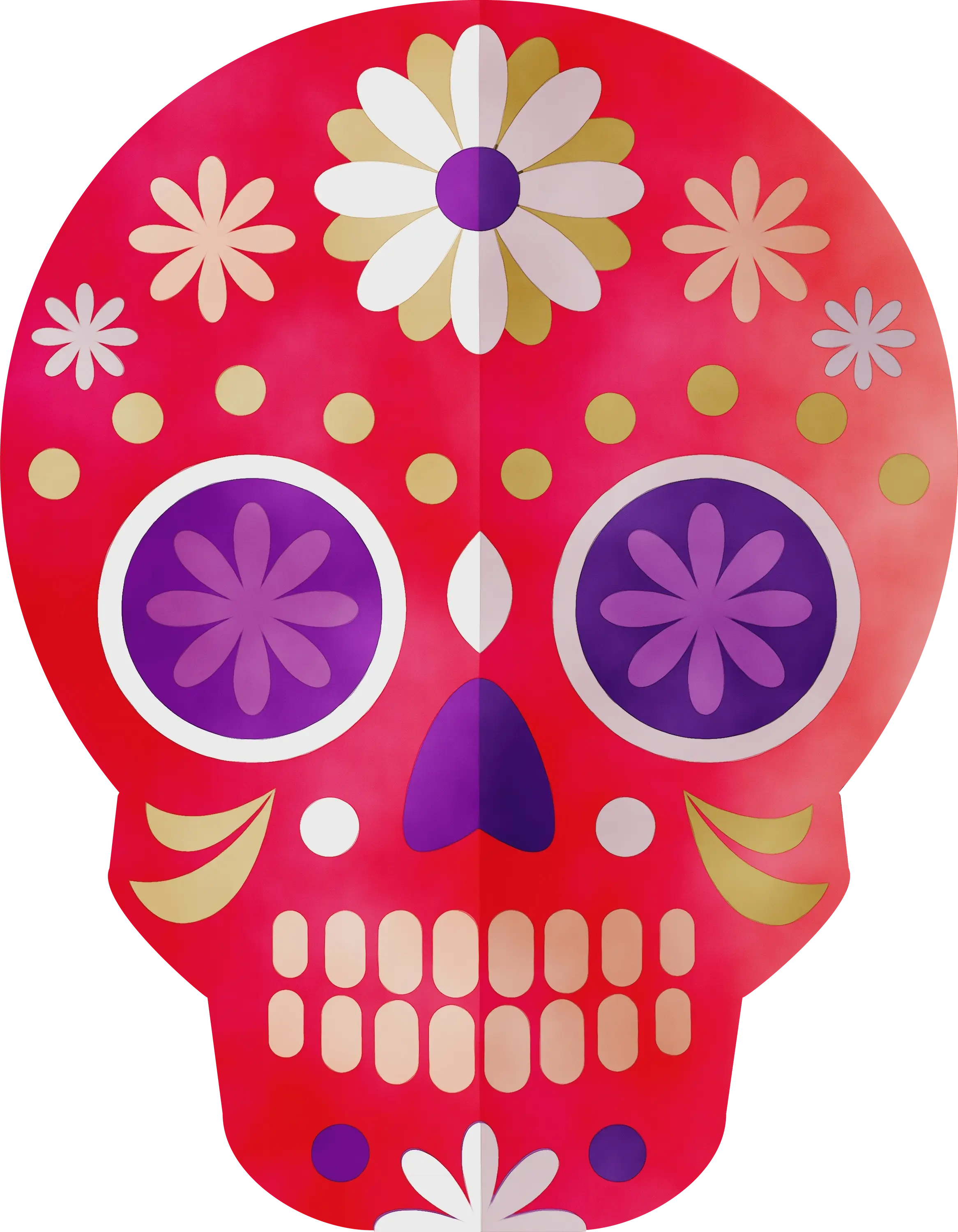 Decorative Red Sugar Skull for Day of the Dead