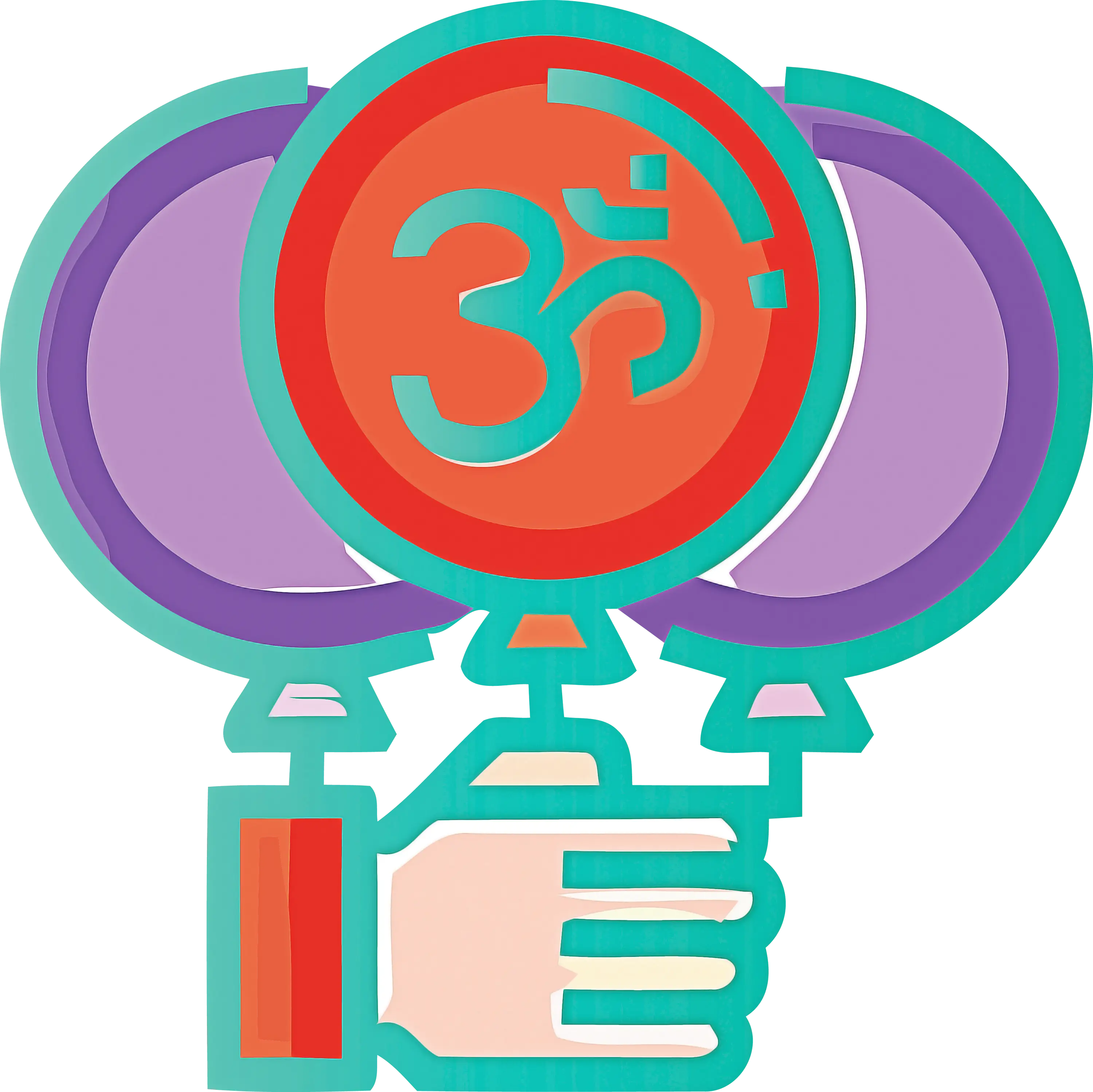 Hand Holding Sacred Om Balloons Illustration
