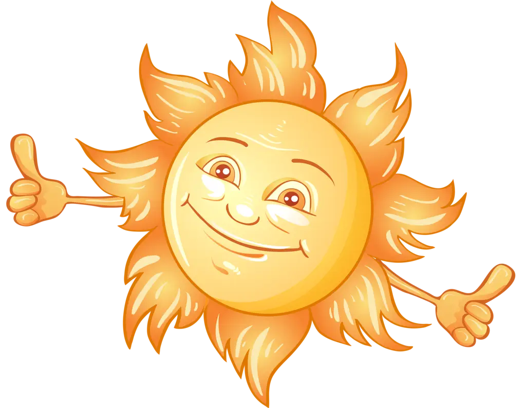 Happy Cartoon Sun with Thumbs Up