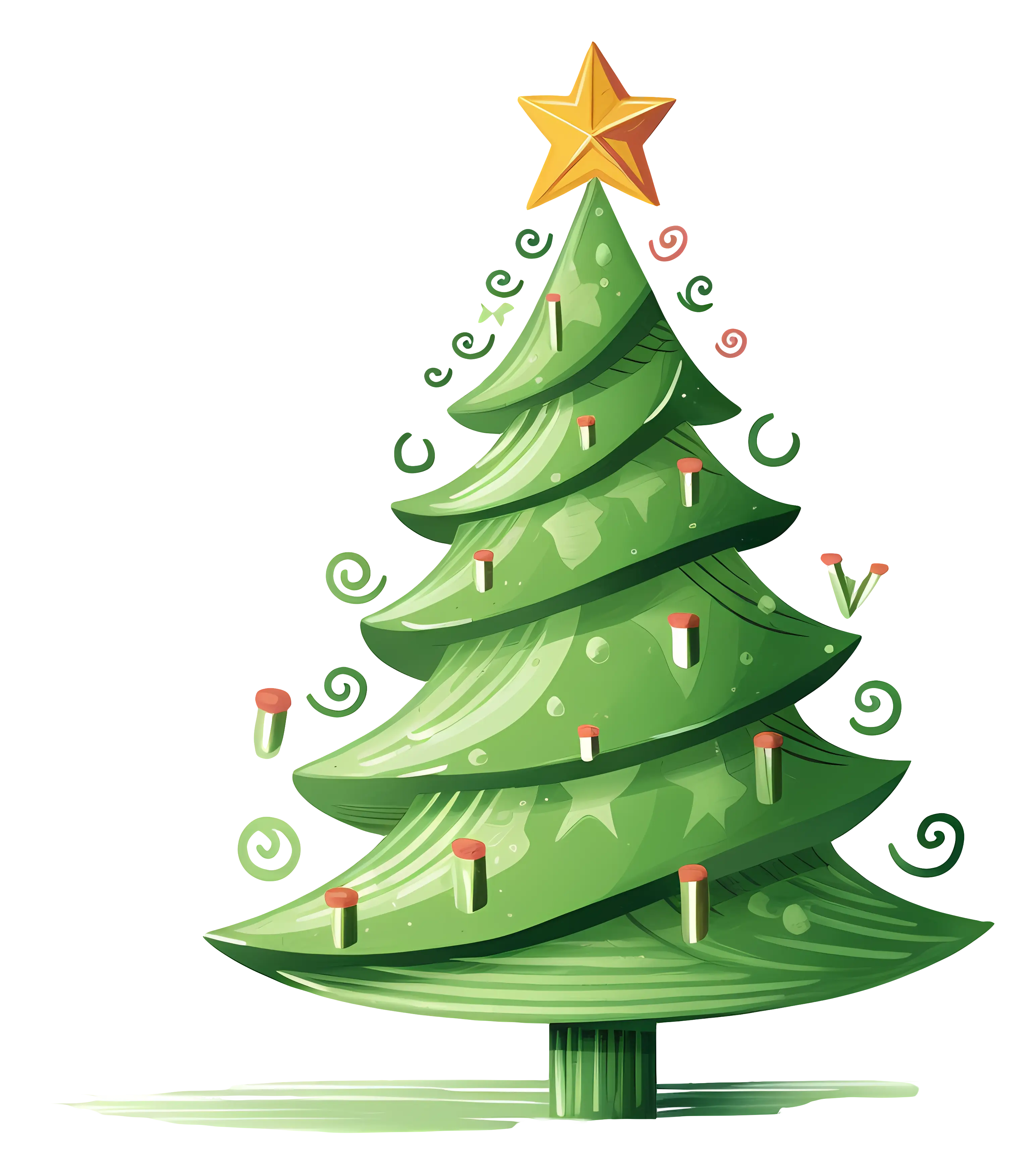 Illustration of a Festive Christmas Tree with Star