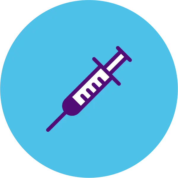 Purple Syringe in Blue Circle Icon