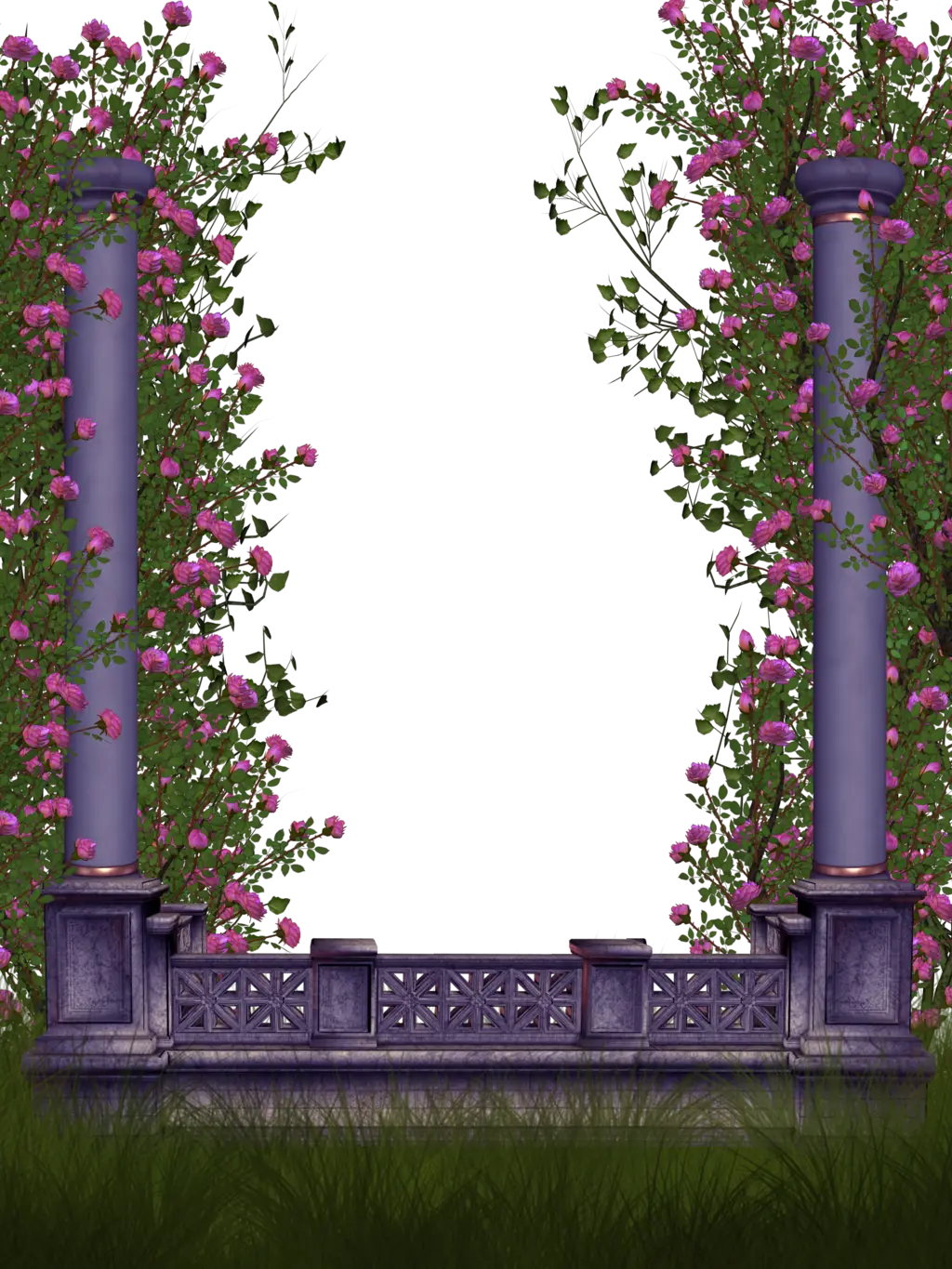 Purple Columns with Flowering Vines