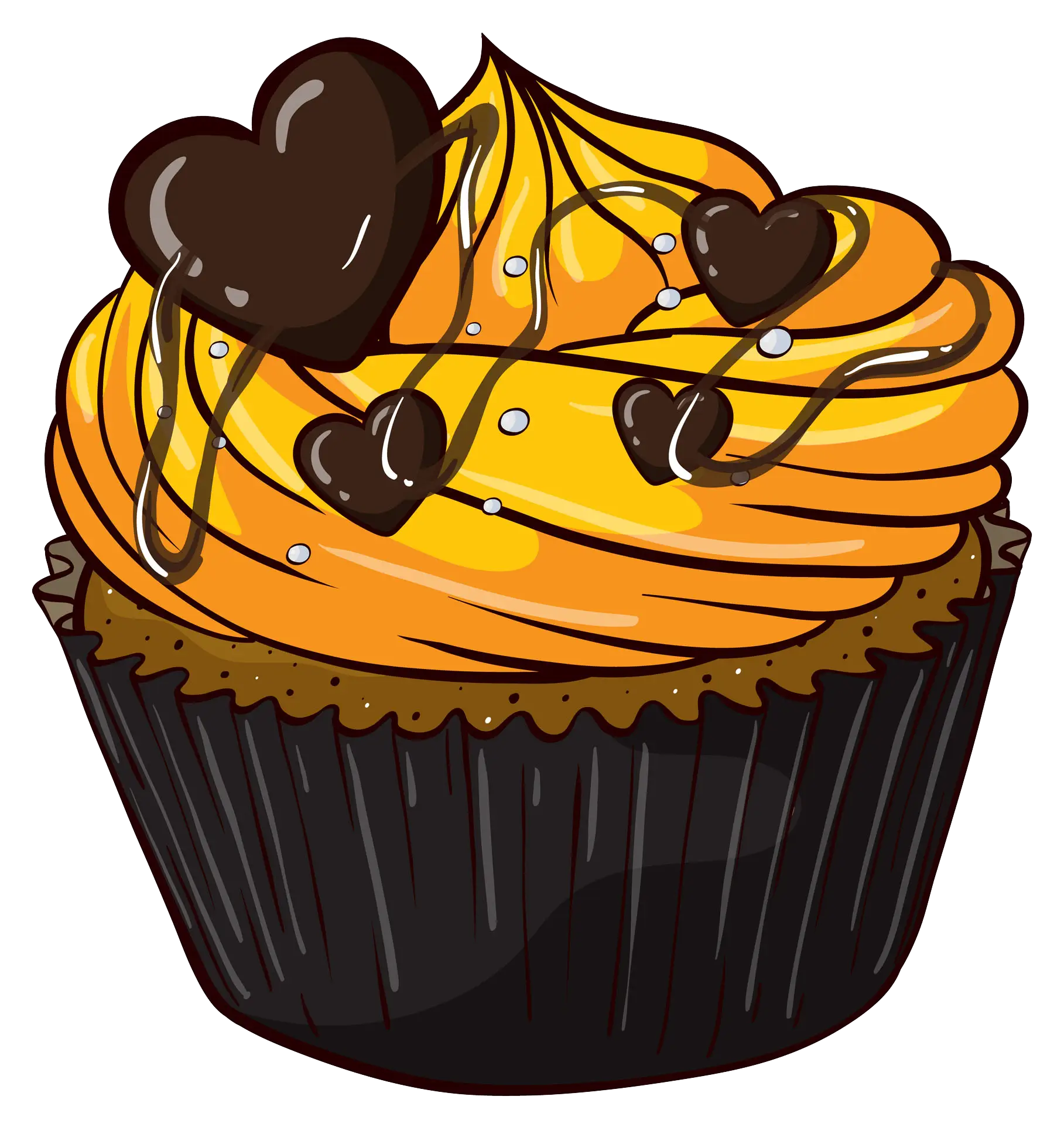 Delicious Cupcake with Chocolate Hearts