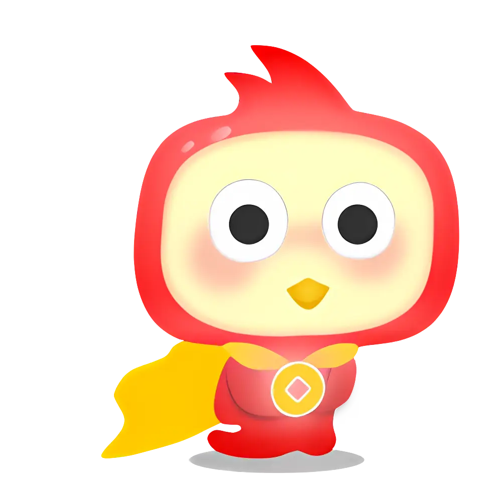 Cute Red Bird Superhero Cartoon