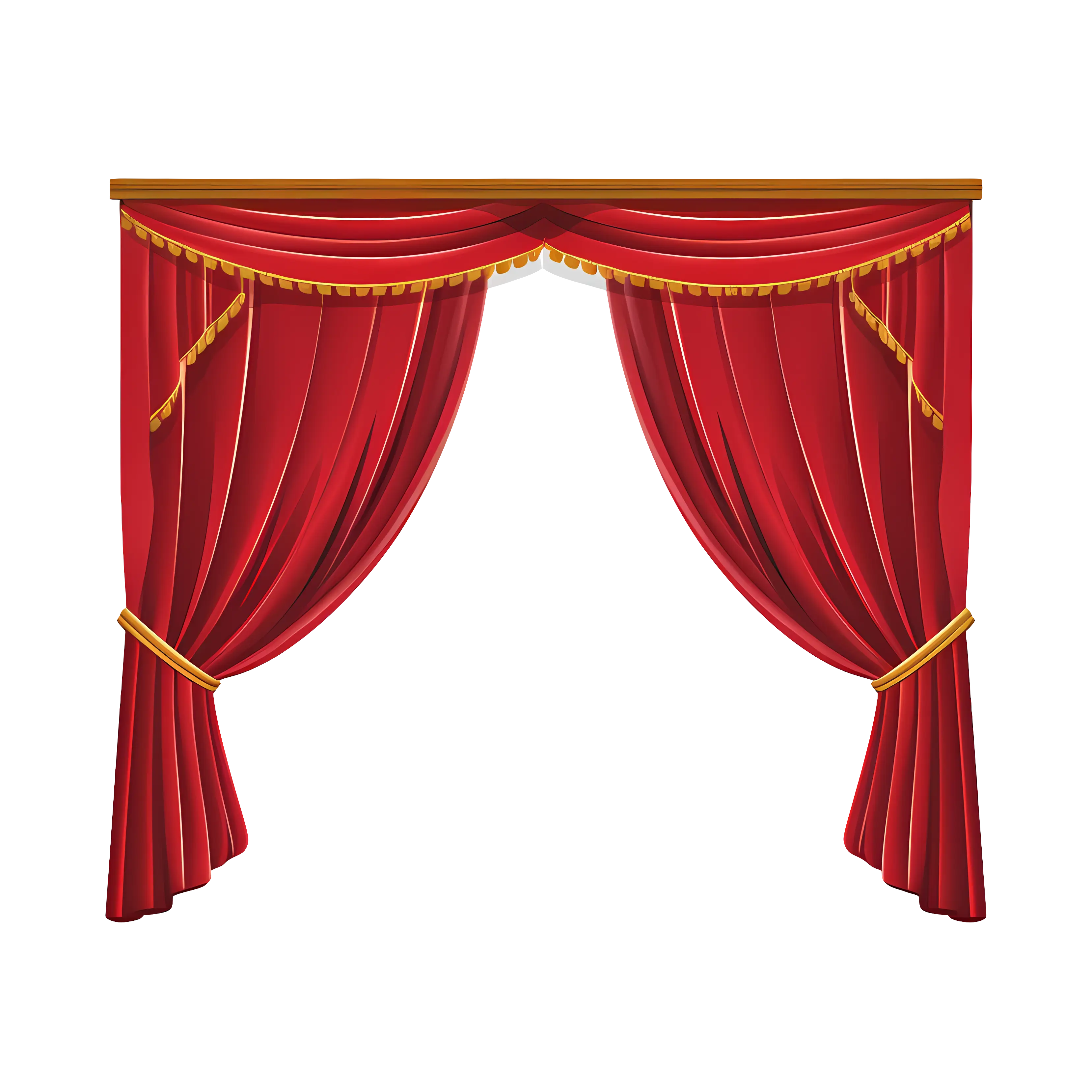 Red Theater Curtains with Gold Trim