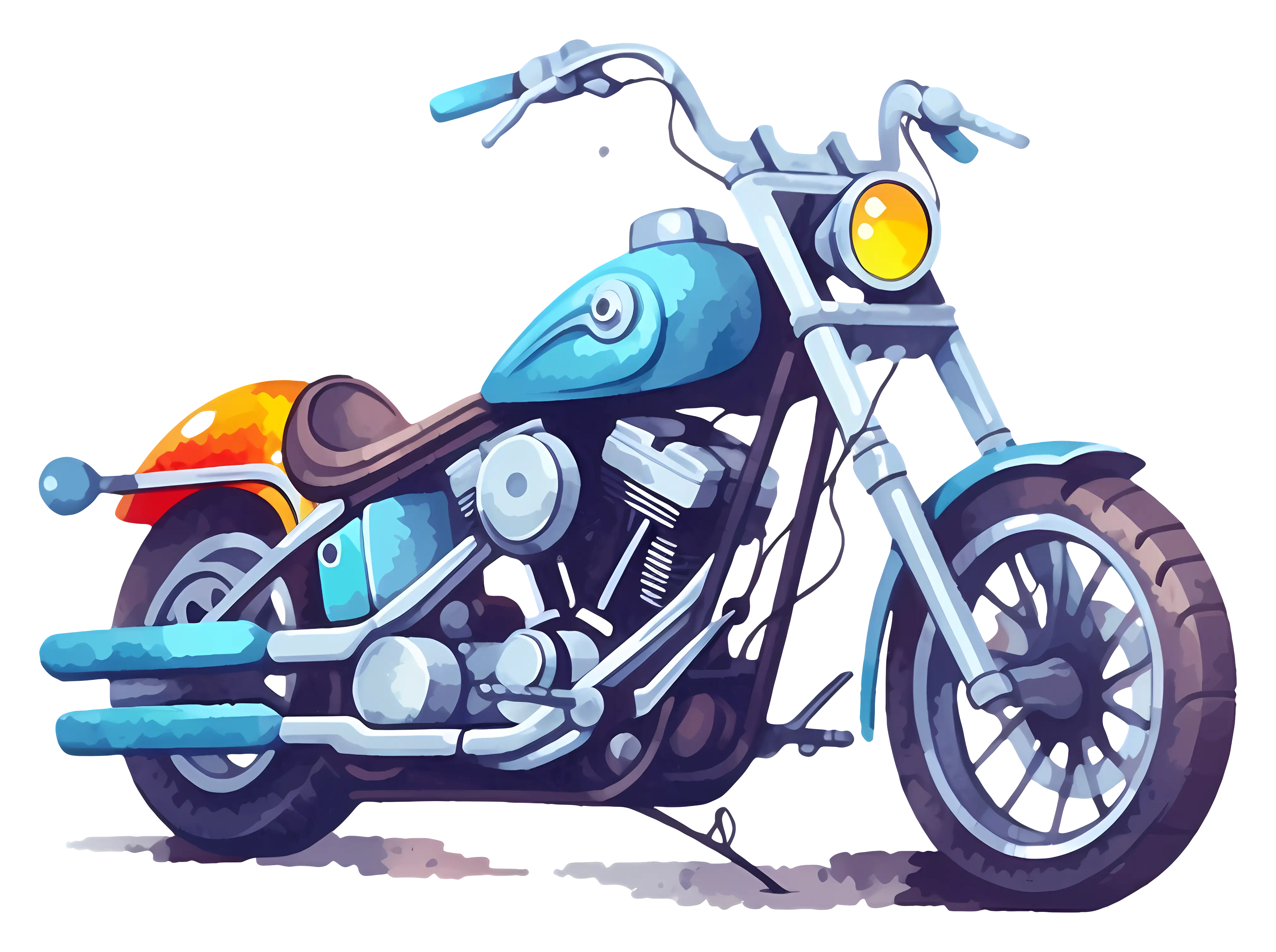 Blue Classic Motorcycle Illustration