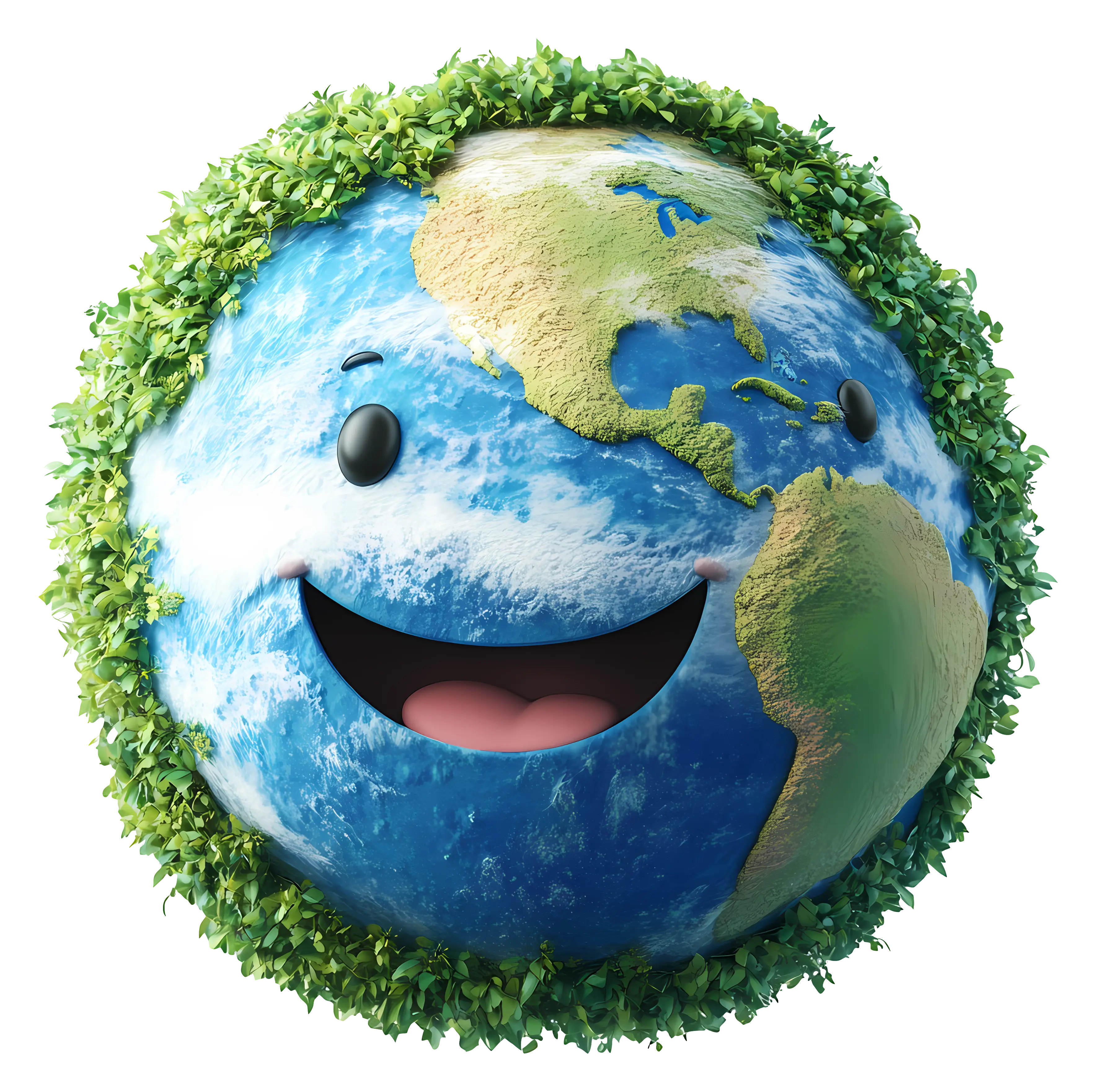 Earth Cartoon with Leafy Border