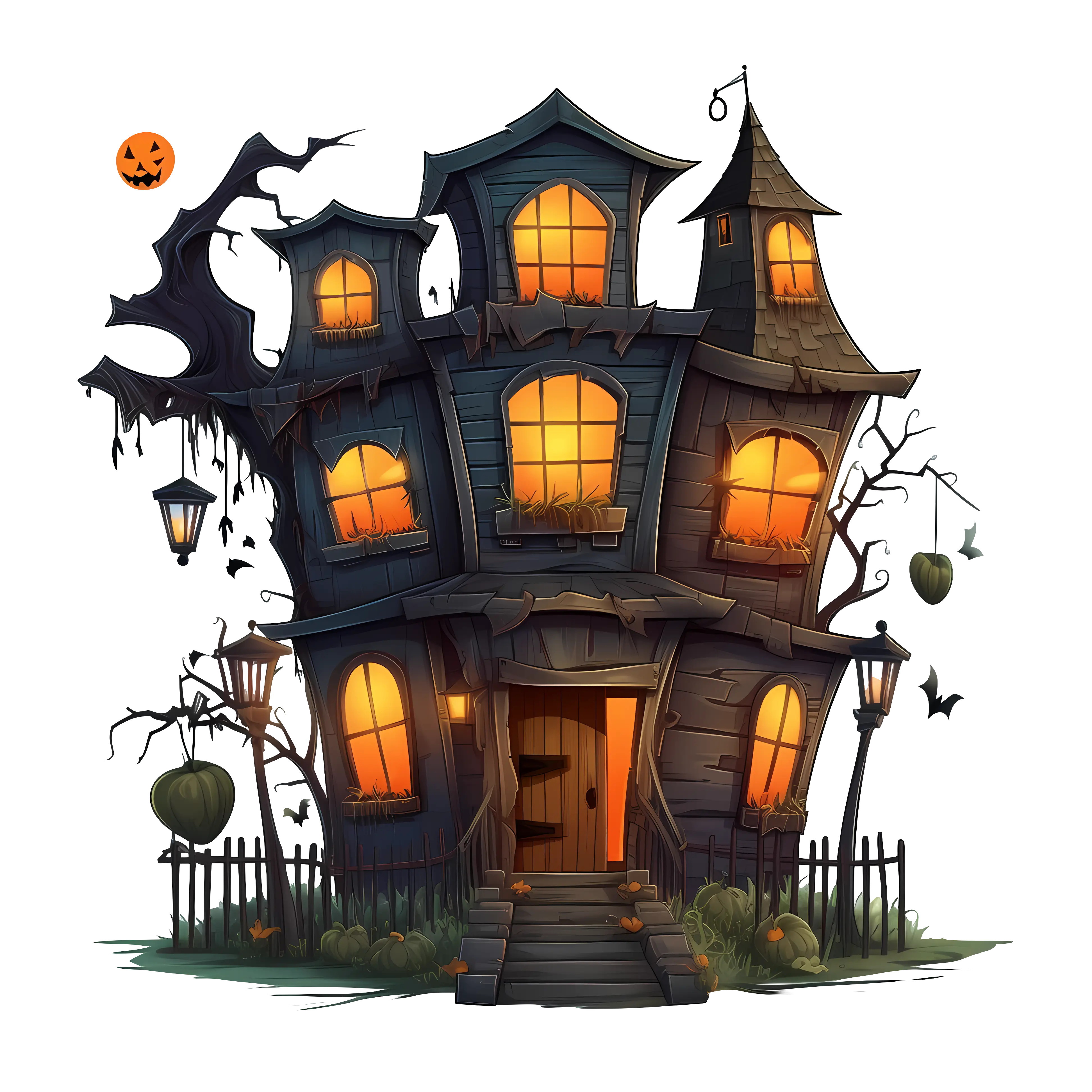 Spooky Haunted House with Halloween Glow