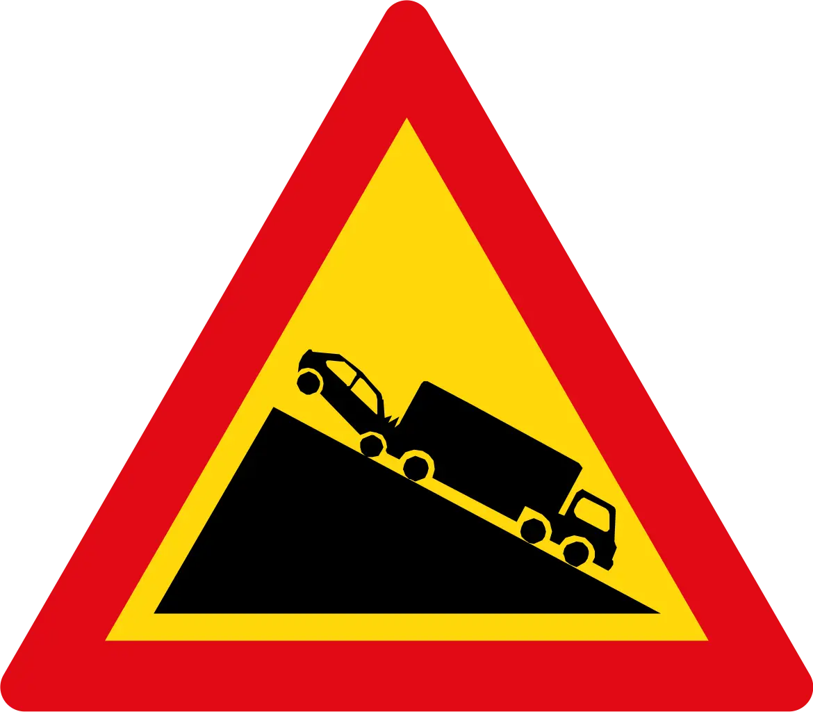 Steep Downhill Warning Sign
