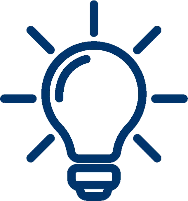 Dark Blue Outlined Light Bulb Icon