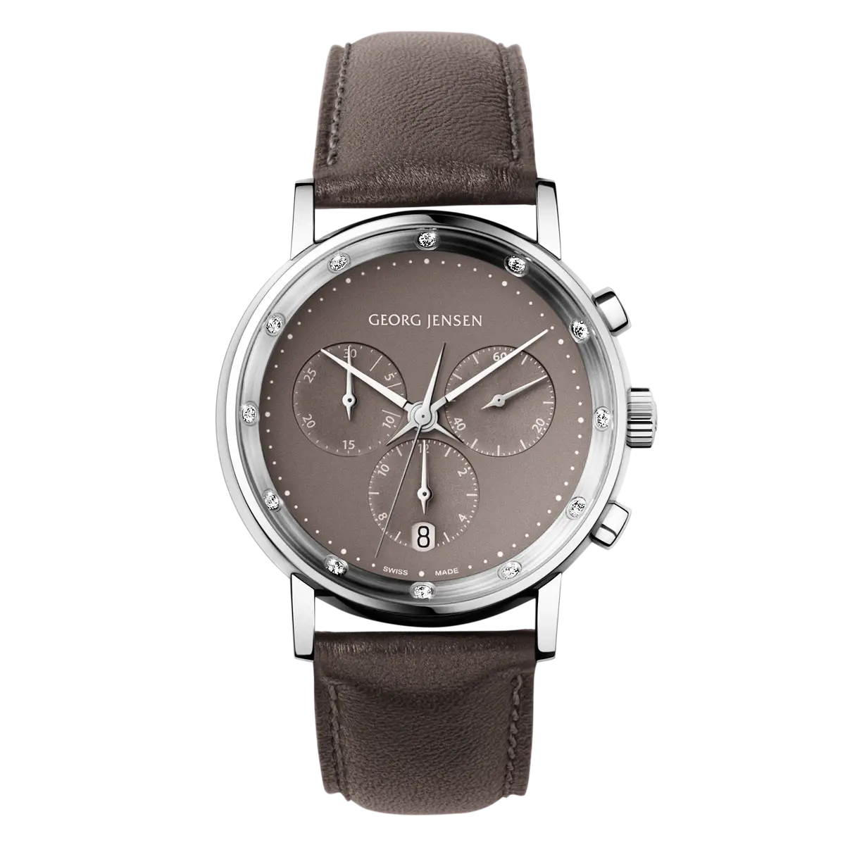 Analog Wristwatch with Brown Leather Strap