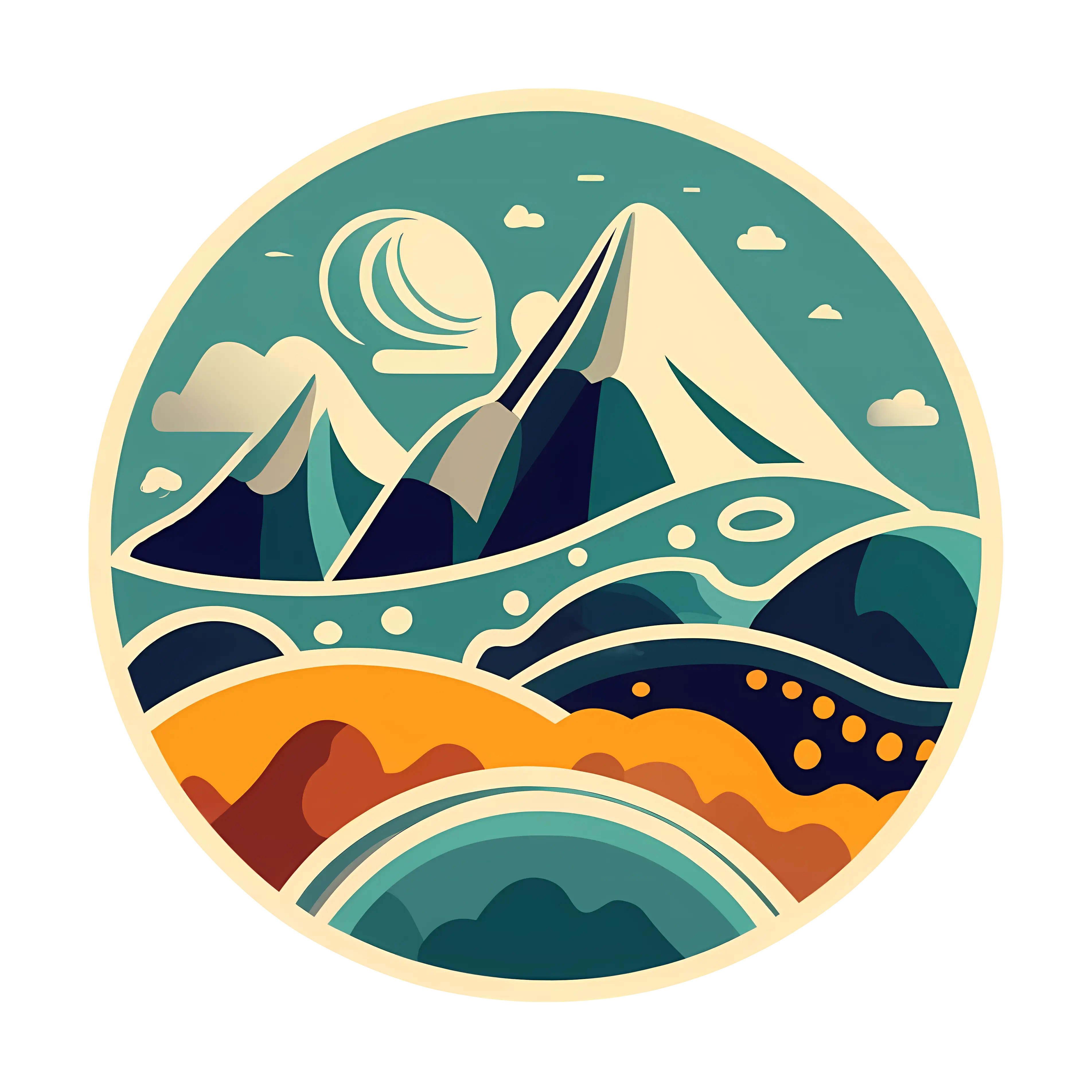 Colorful Mountain Landscape Illustration