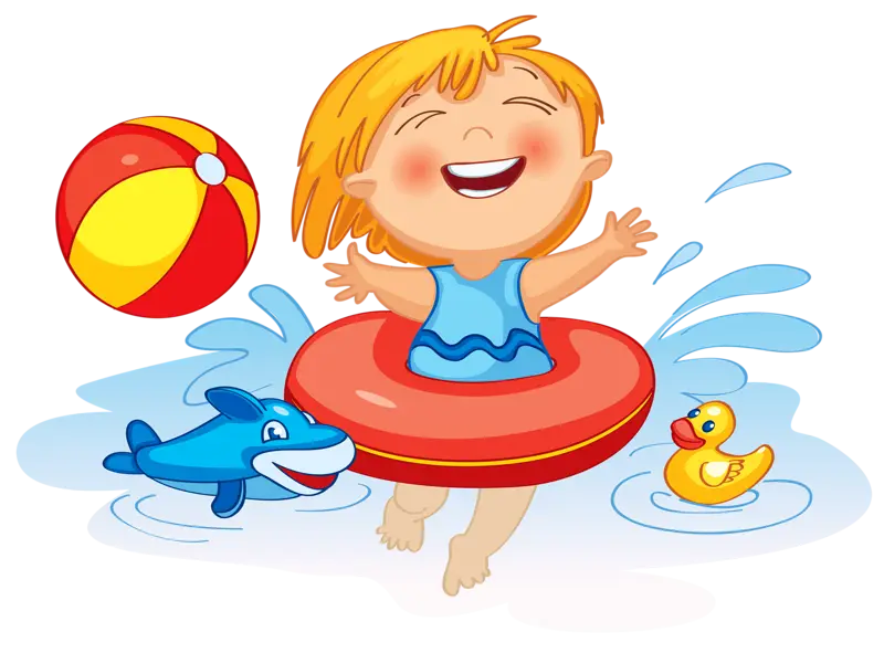 Child Playing in Water with Float and Toys