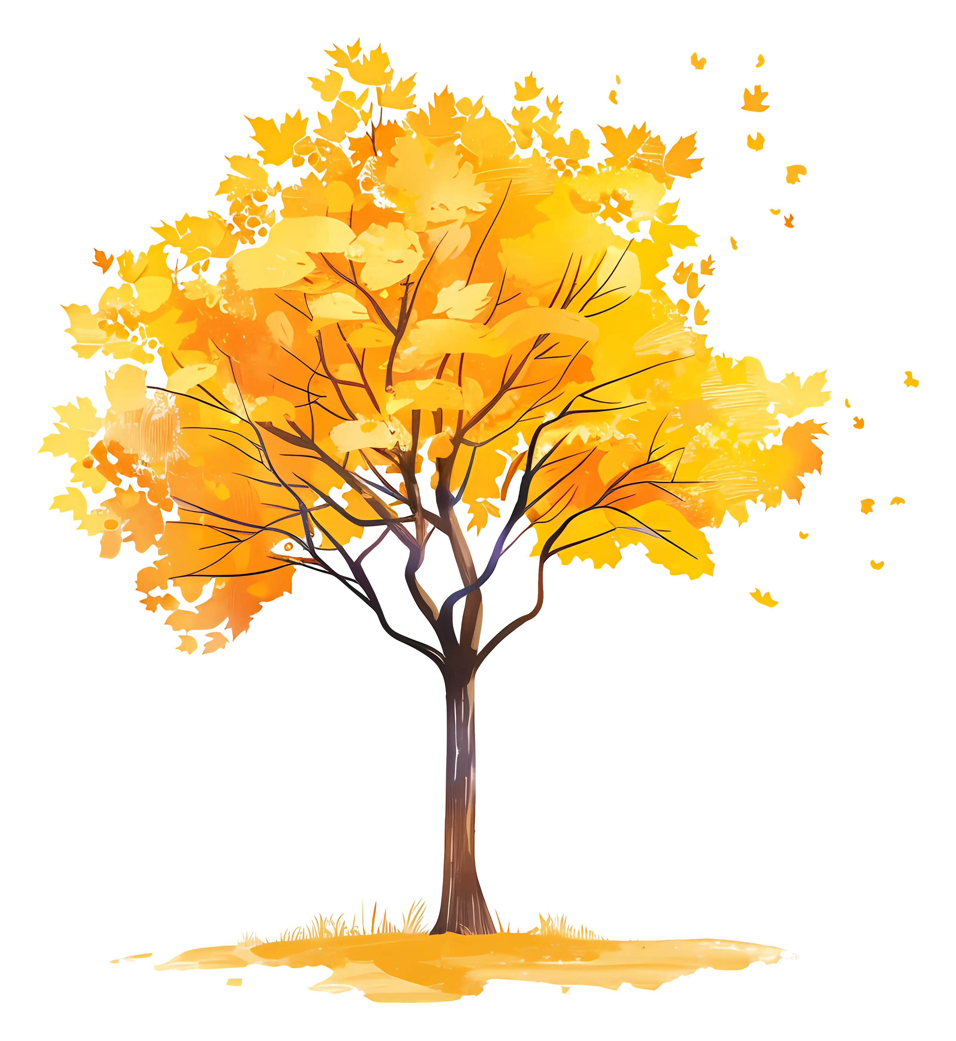 Autumn Tree with Yellow Leaves in Seasonal Theme