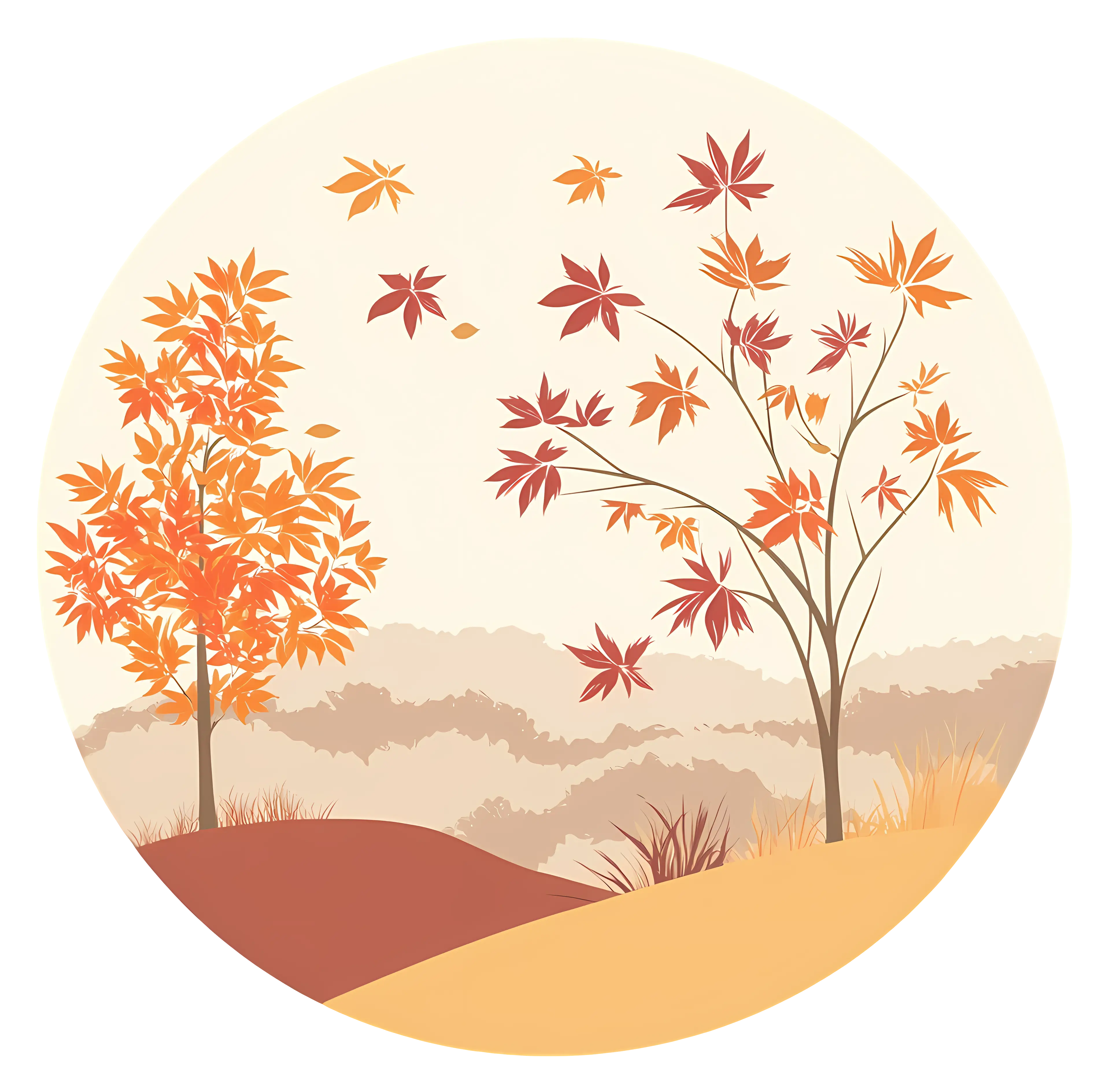 Autumn Trees with Falling Leaves