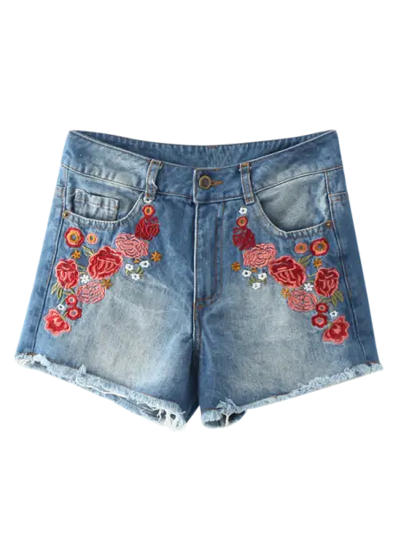 Embroidered Denim Shorts for Summer