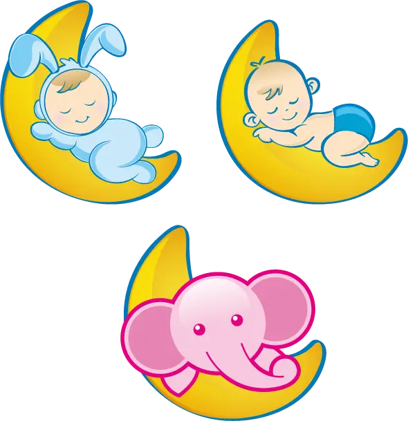 Adorable Babies Sleeping on Moons