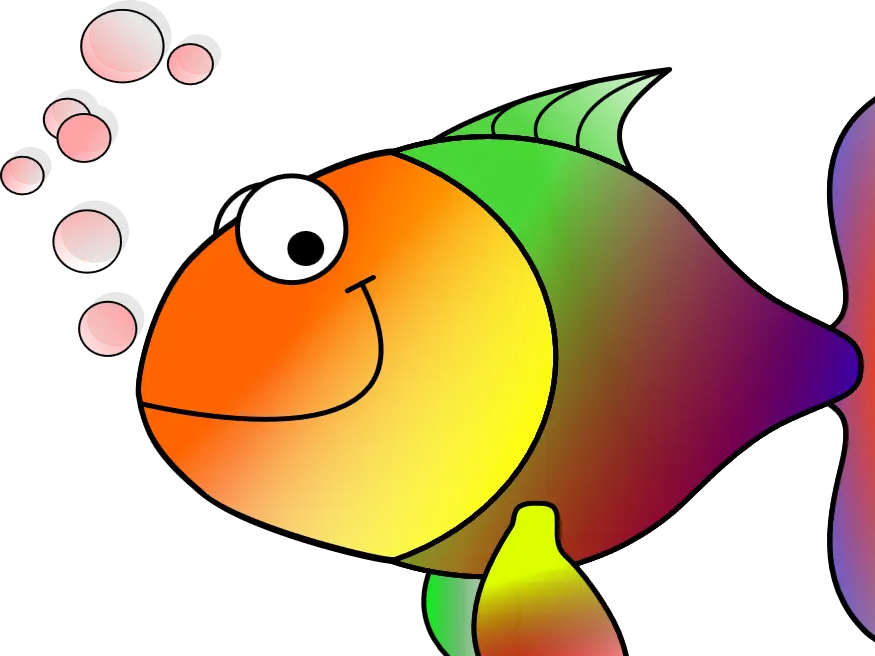 Colorful Cartoon Fish with Bubbles