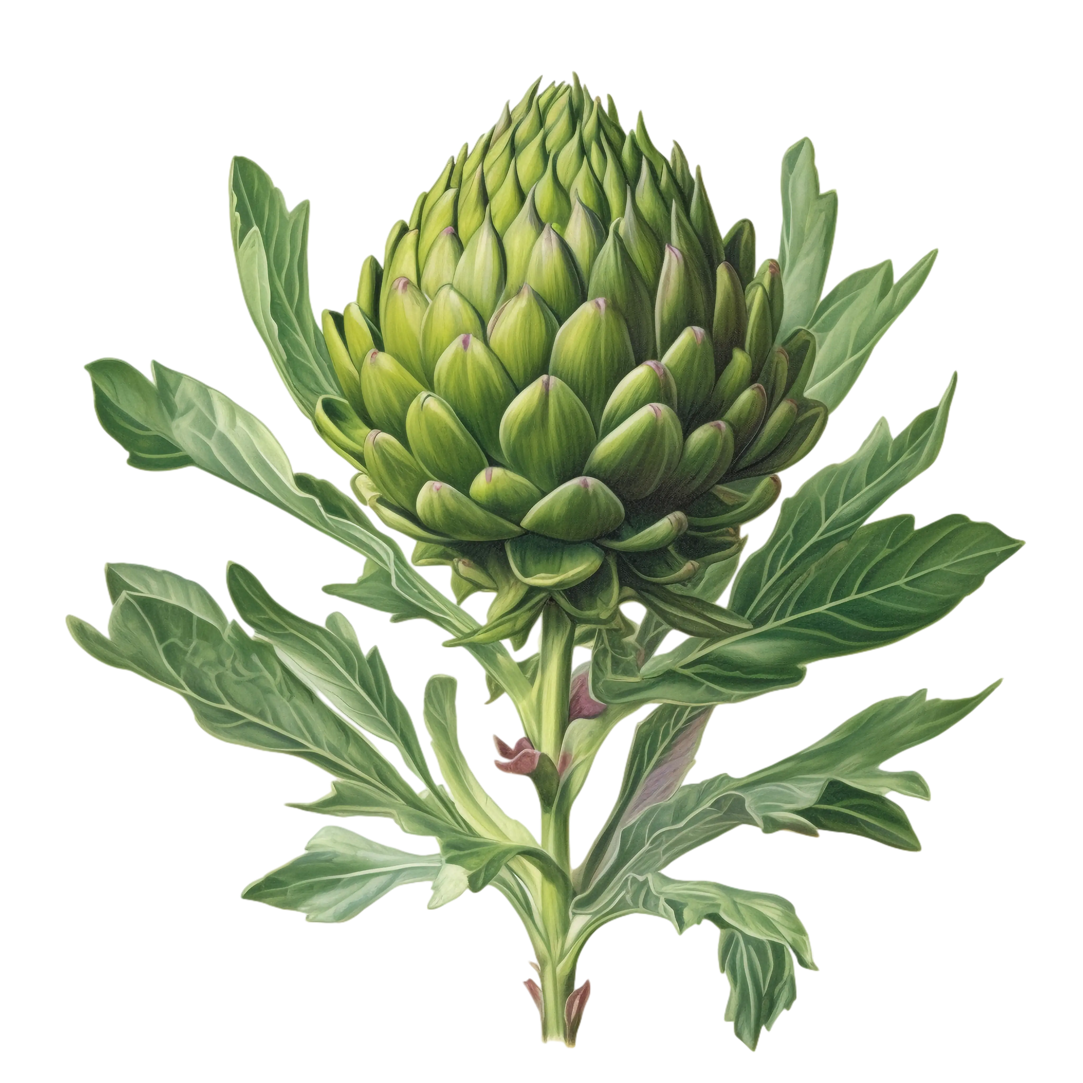 Realistic Artichoke Plant Botanical Illustration