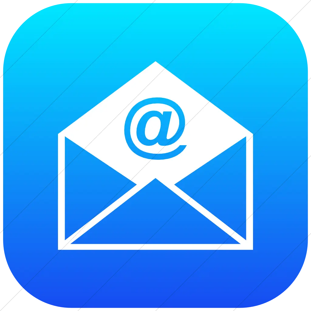 Email Icon with At Symbol on Blue Background