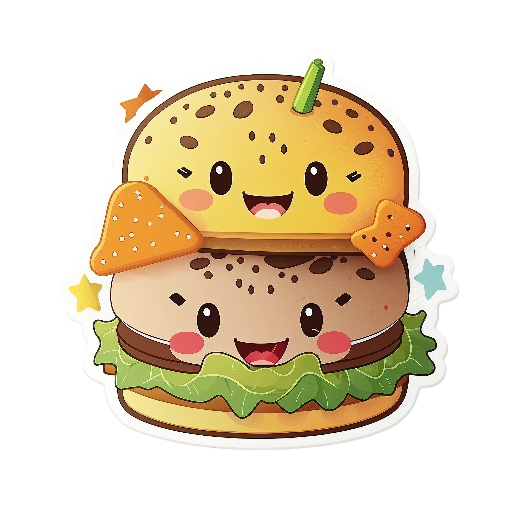 Adorable Cartoon Burger with Smiling Face