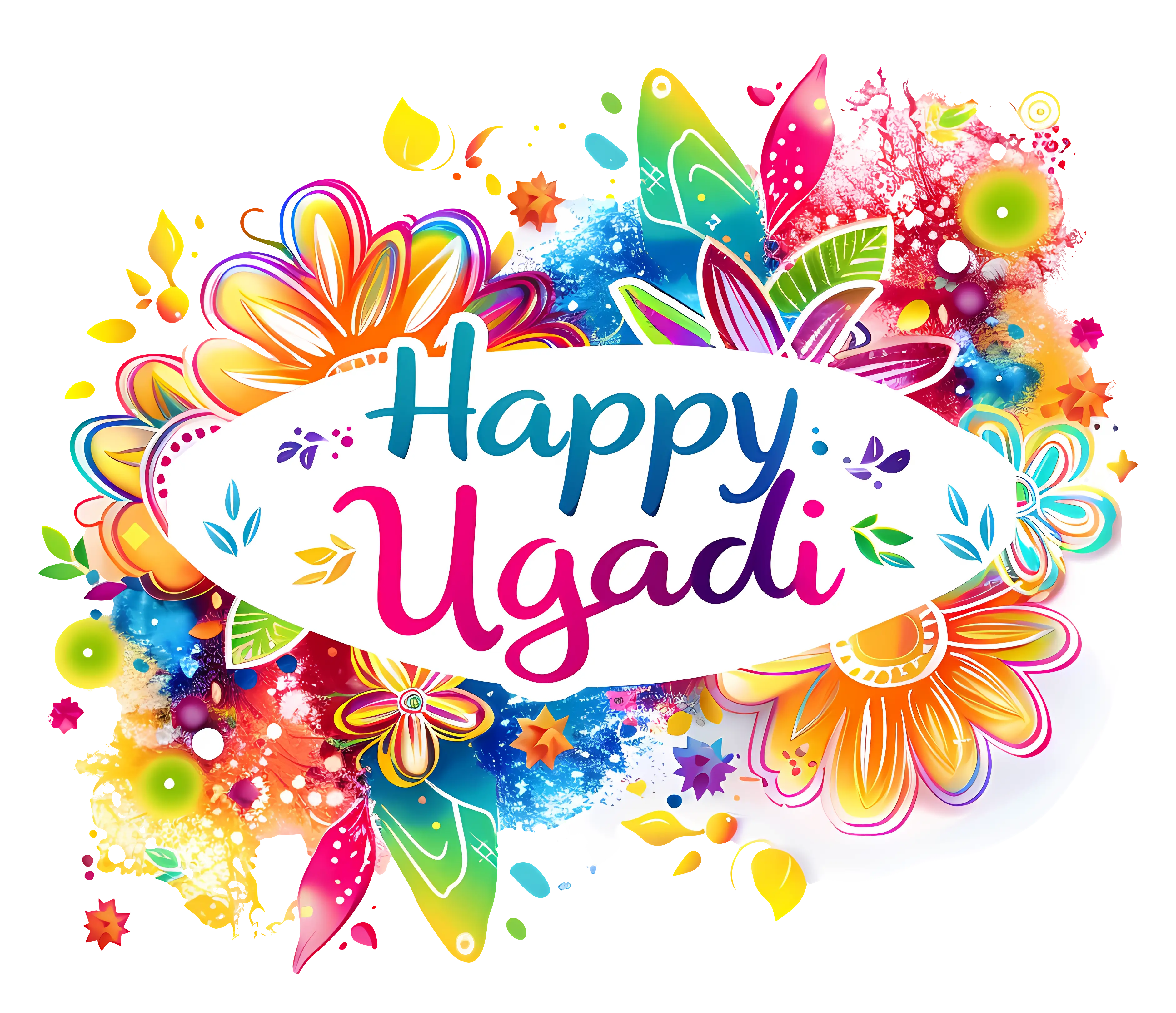 Happy Ugadi Colorful Festive Greeting Design