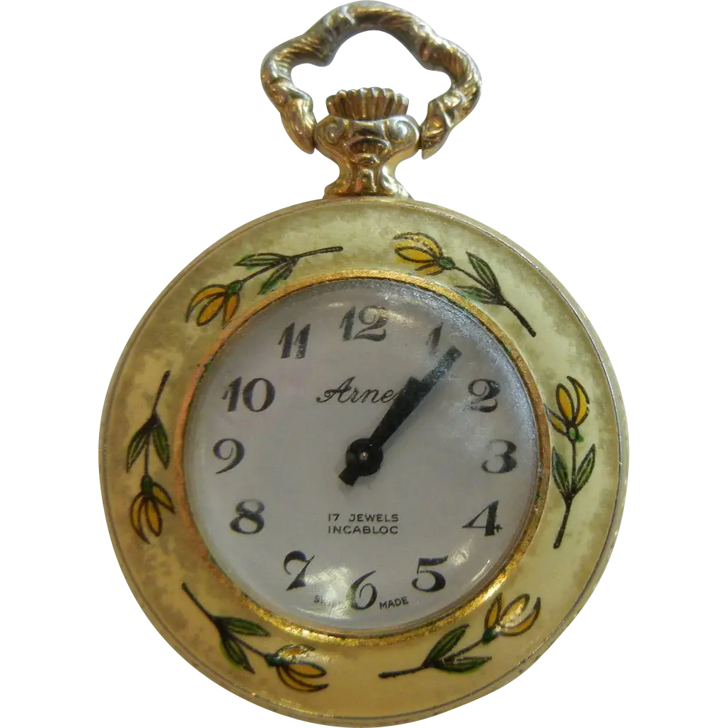 Vintage Pocket Watch with Floral Design