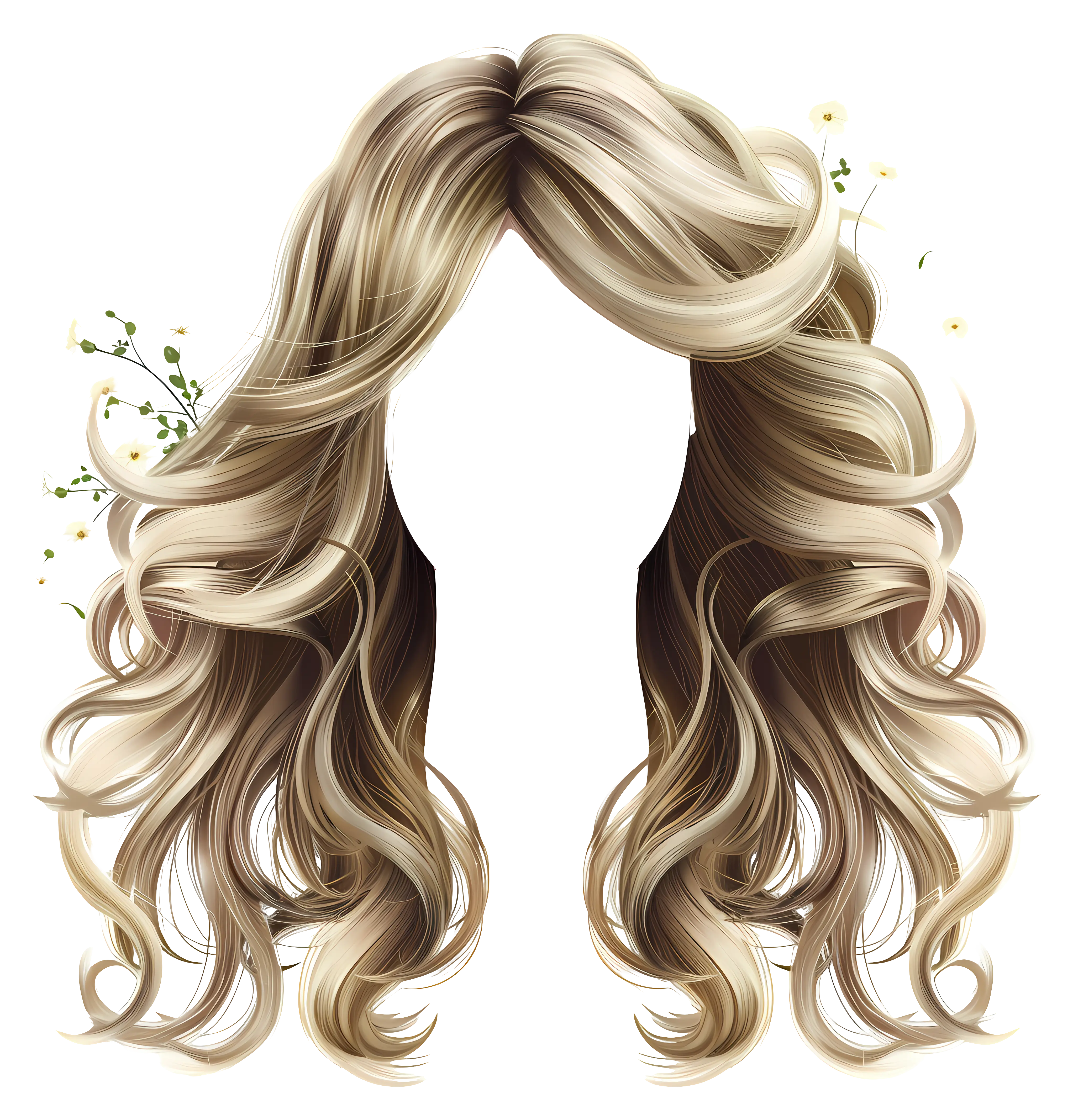 Blonde Hair Illustration with Elegant Curls