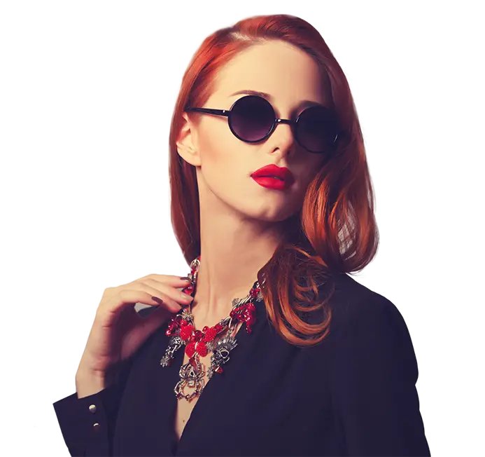 Stylish Woman with Sunglasses and Red Hair