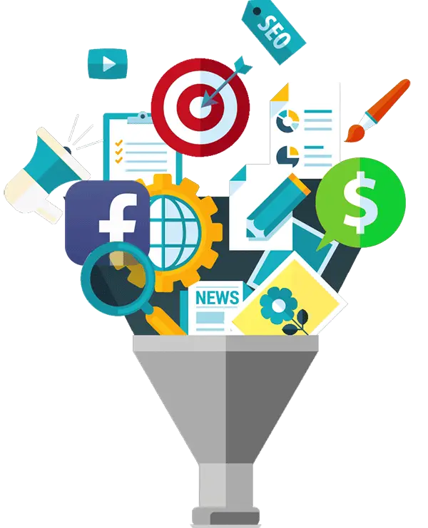 Colorful Marketing Funnel Illustration for Digital Strategy