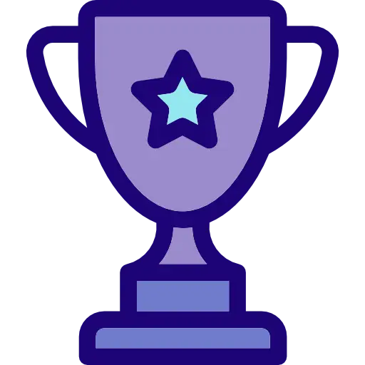 Blue Trophy with Star for Achievement Illustration