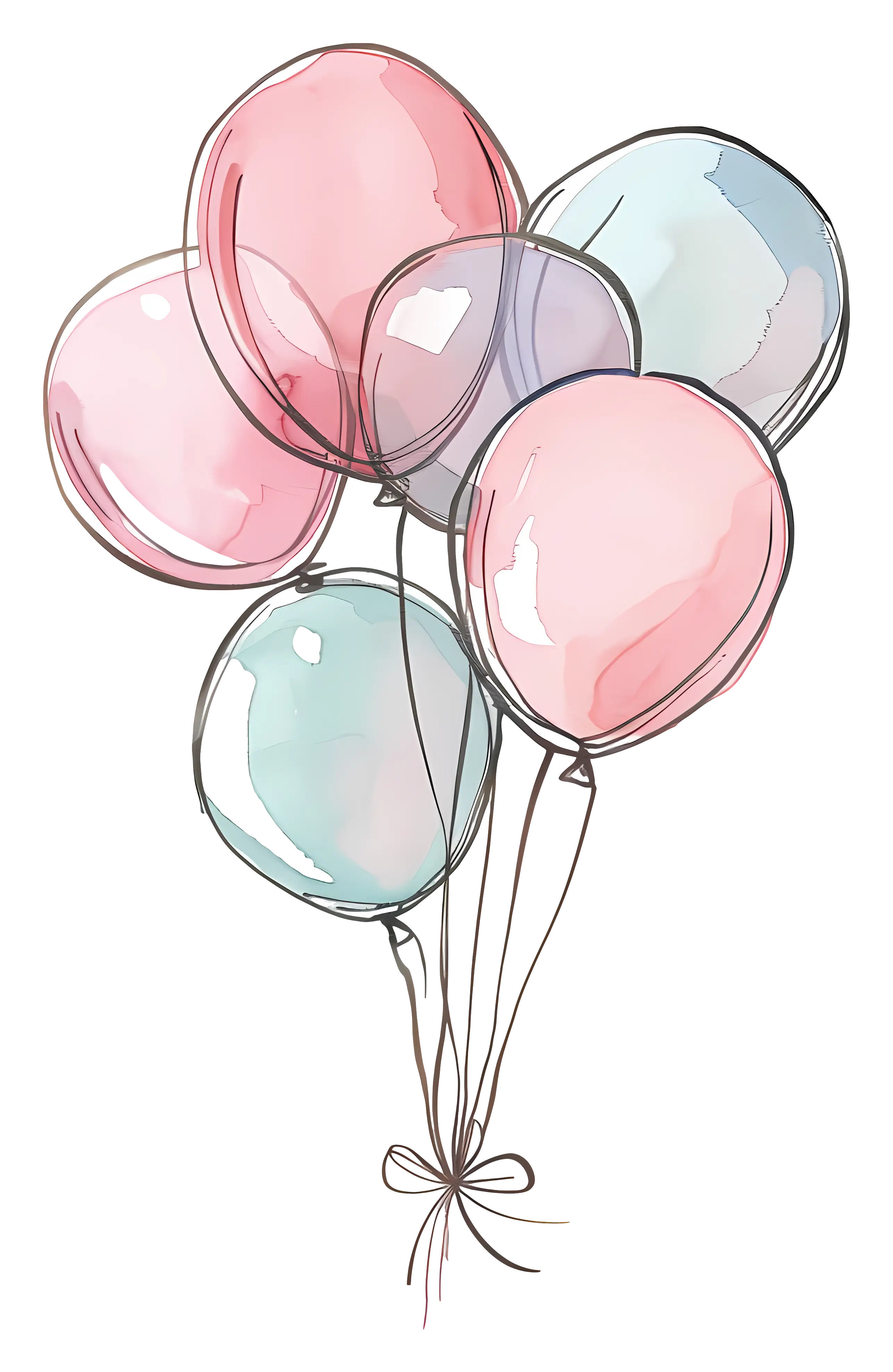 Soft Pastel Colored Watercolor Balloons