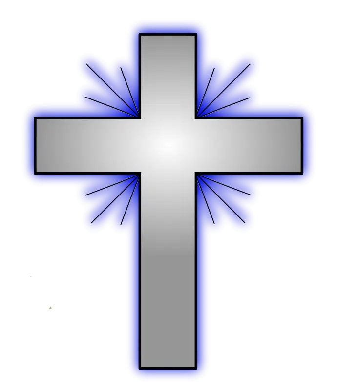 Shining Metallic Cross with Blue Glow