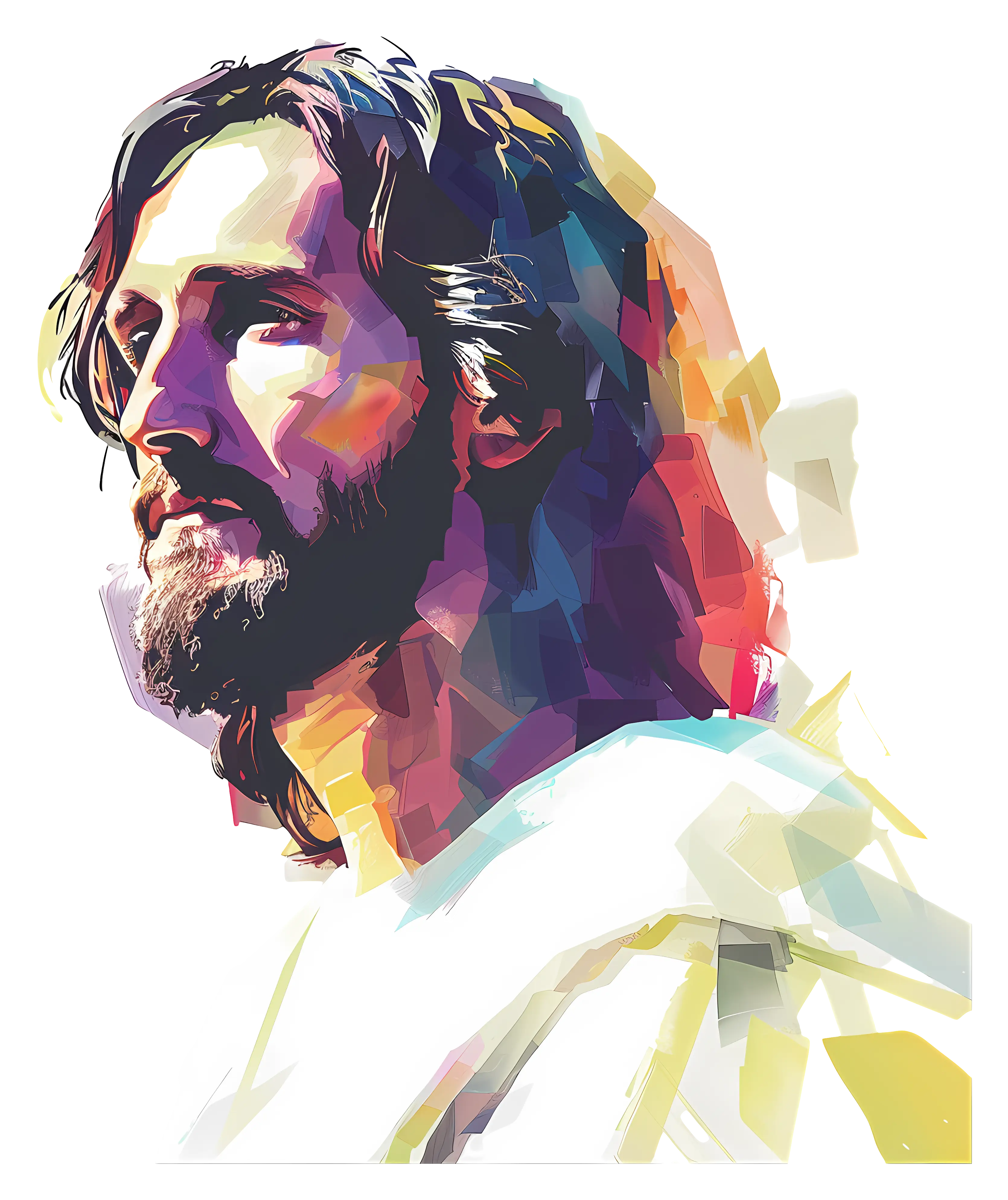 Watercolor Portrait of a Bearded Man