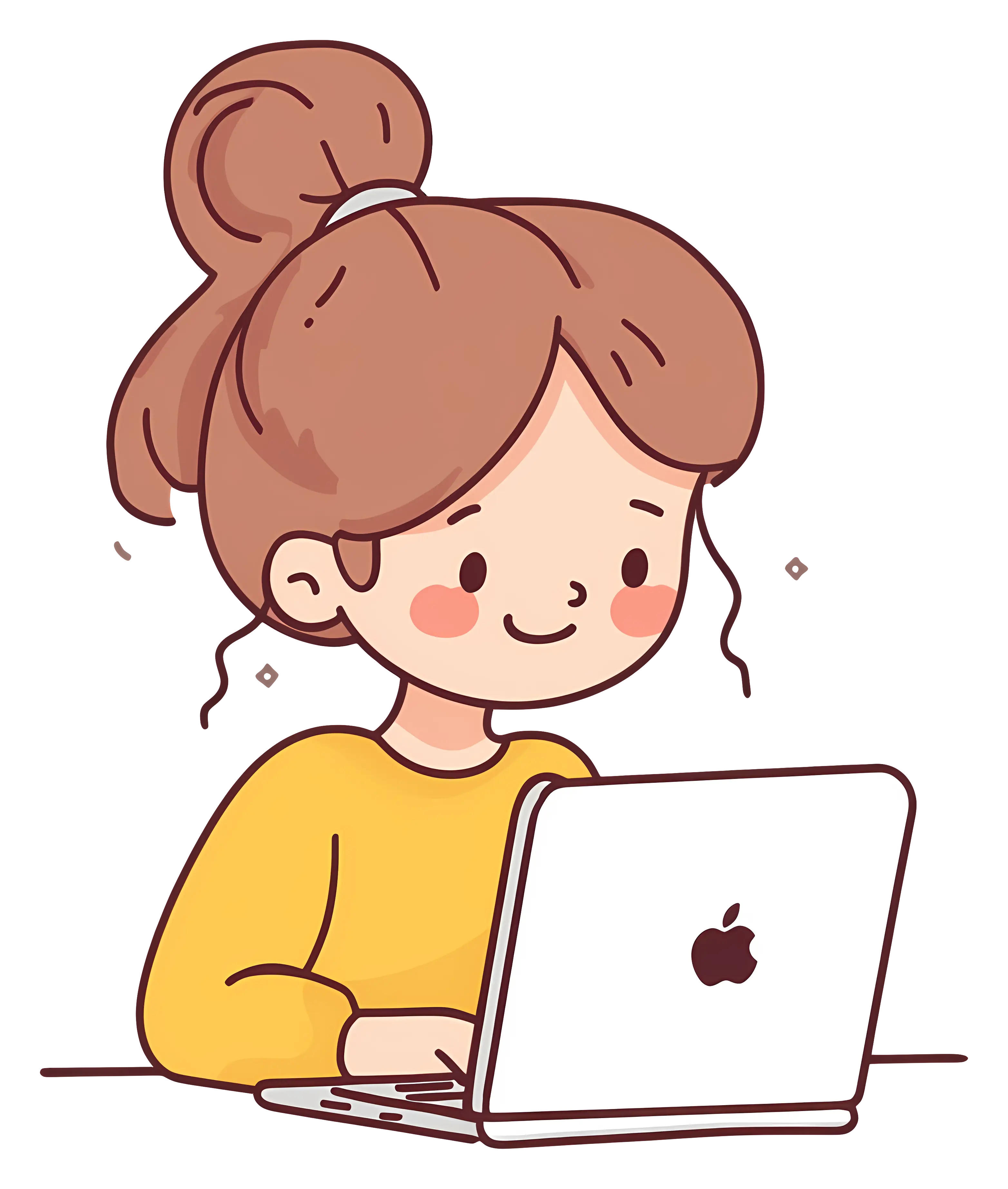 Cartoon Girl Using a Laptop