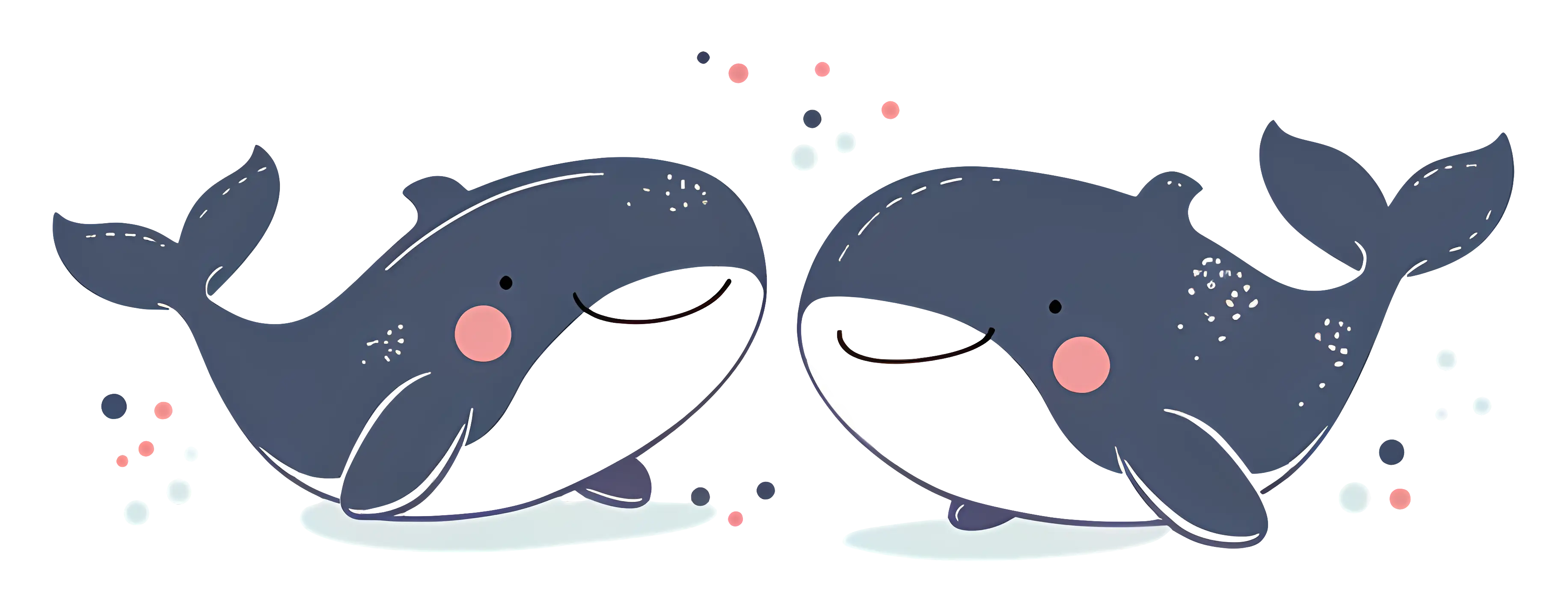 Cute Cartoon Whales in a Playful Scene