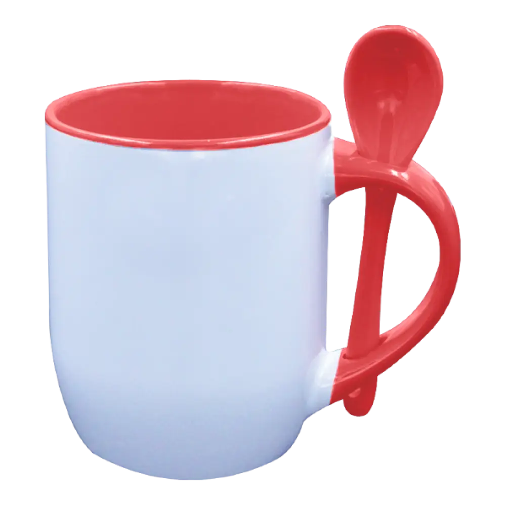 Red and White Mug with Spoon