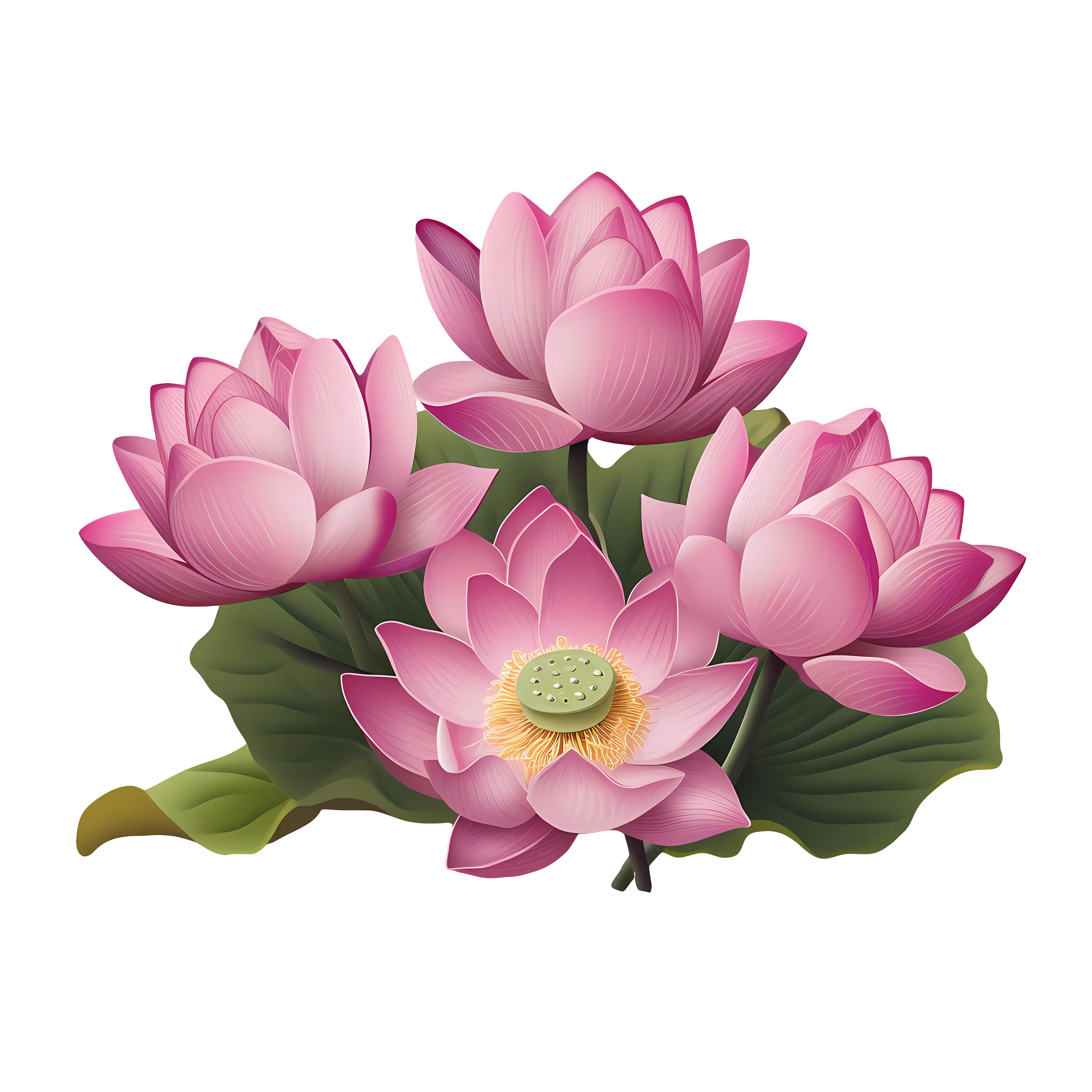 Beautiful Pink Lotus Flowers Illustration