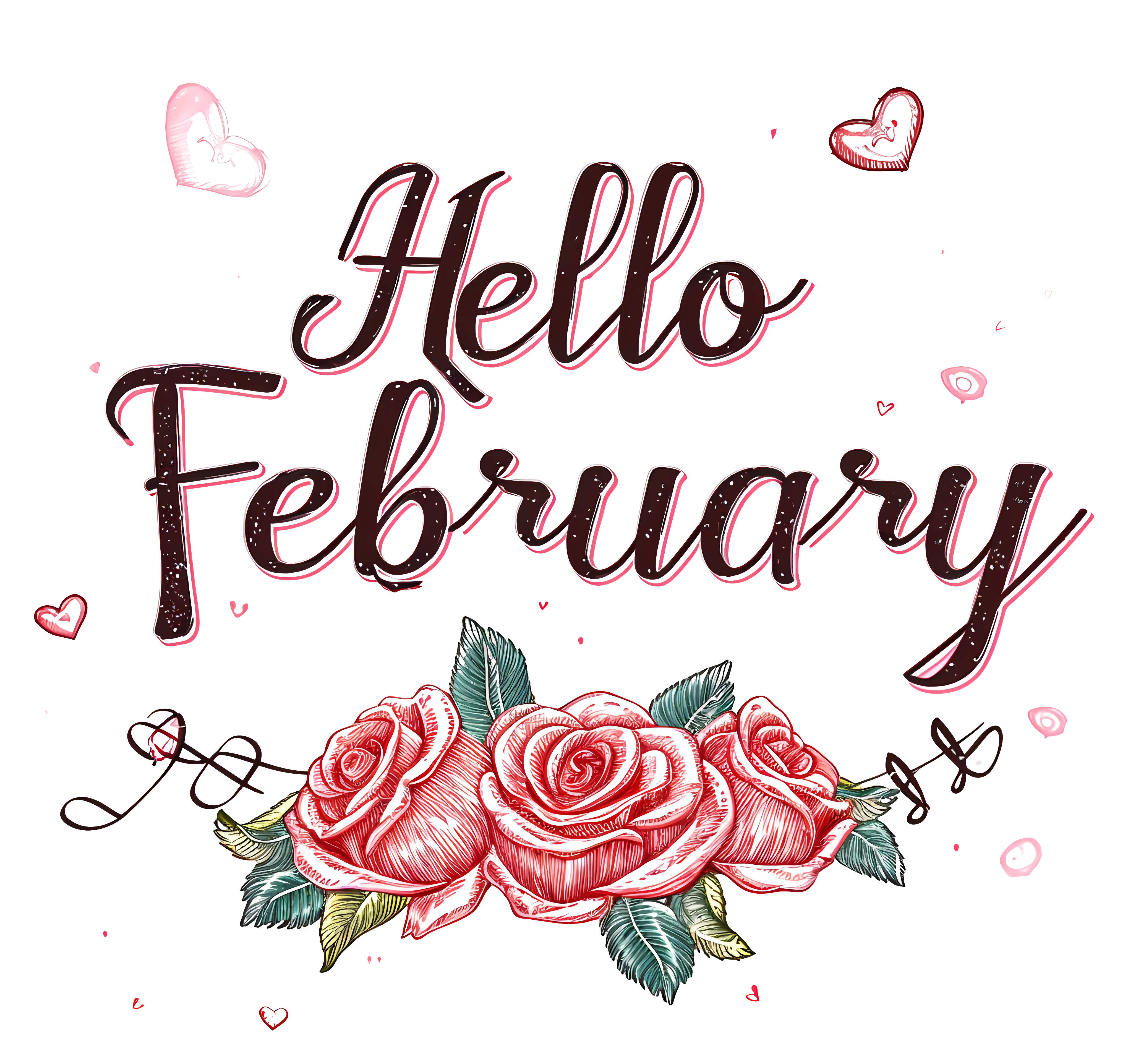 Hello February Floral Greeting Design
