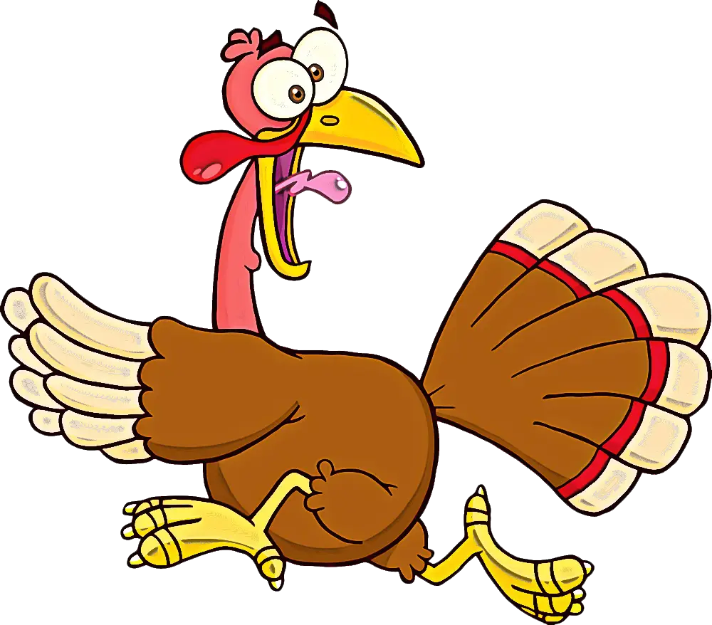 Cartoon Turkey Running in a Funny Manner