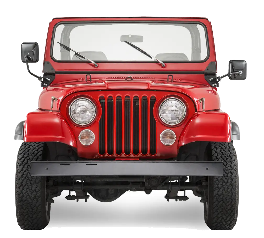 Red Vintage Jeep Front View