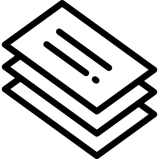 Stack of Documents Icon in Black Outline