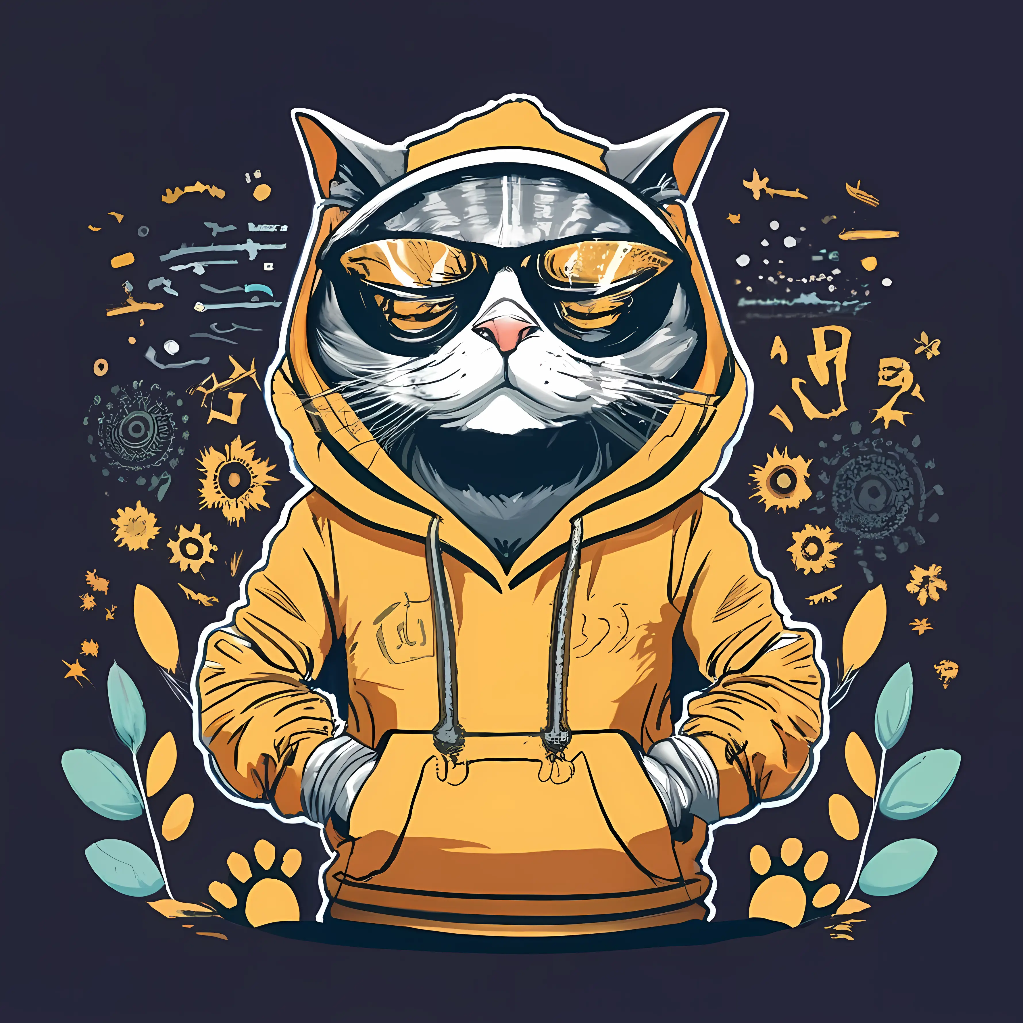 Cool Cat Wearing Sunglasses and Hoodie