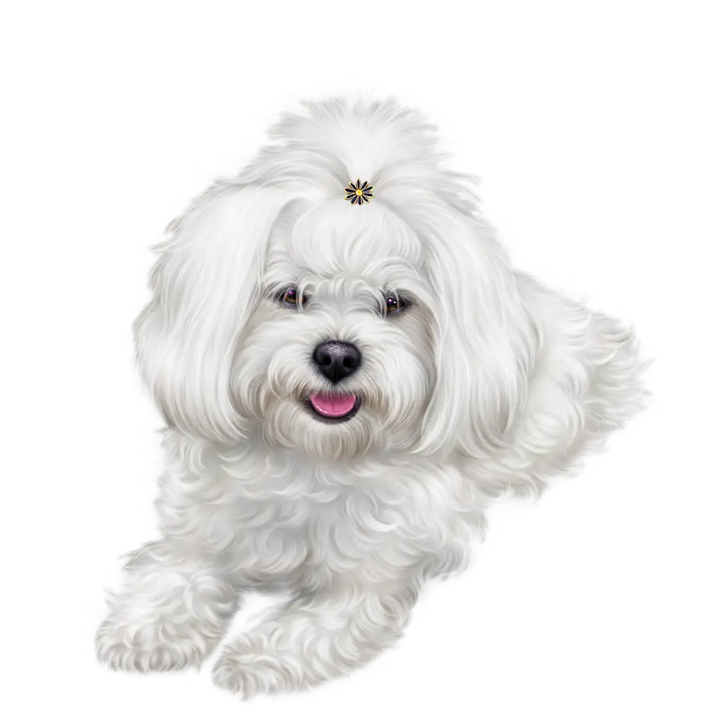 White Fluffy Dog with a Bow