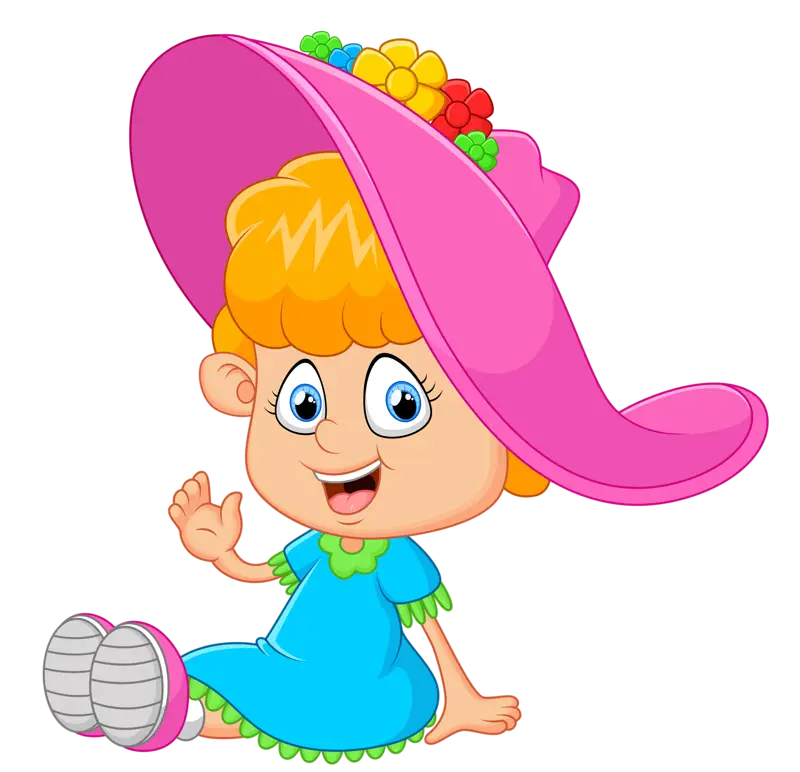 Cute Cartoon Girl with Big Hat